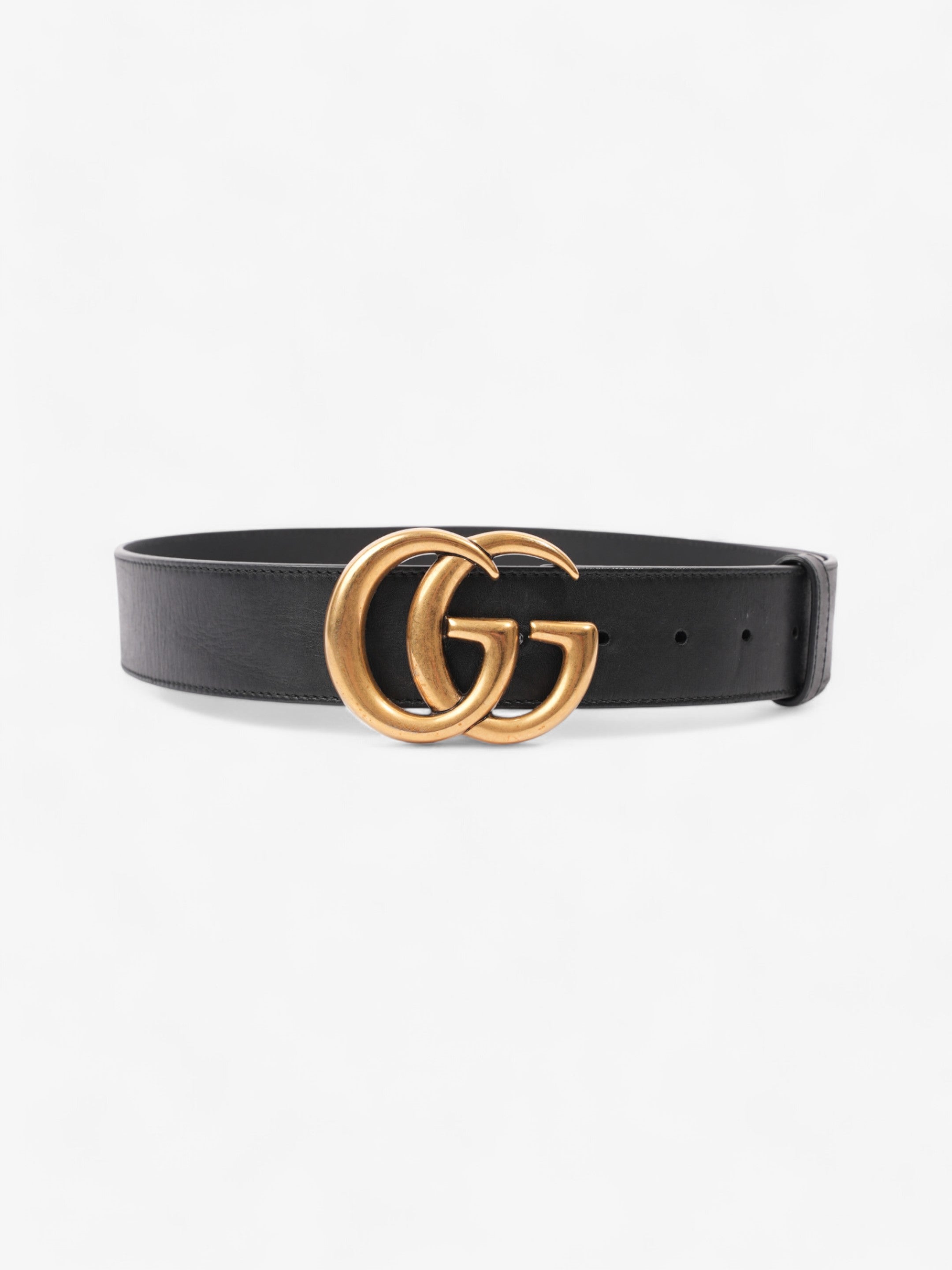 Gucci GG Marmont 2015 Re-Edition Wide Belt Black / Gold Leather 80cm / 32"