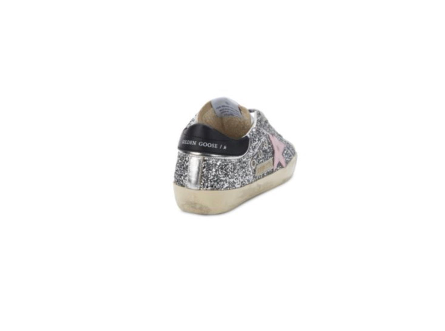 GOLDEN GOOSE SUPER STAR GLITTER DISTRESSED LEATHER SNEAKERS
