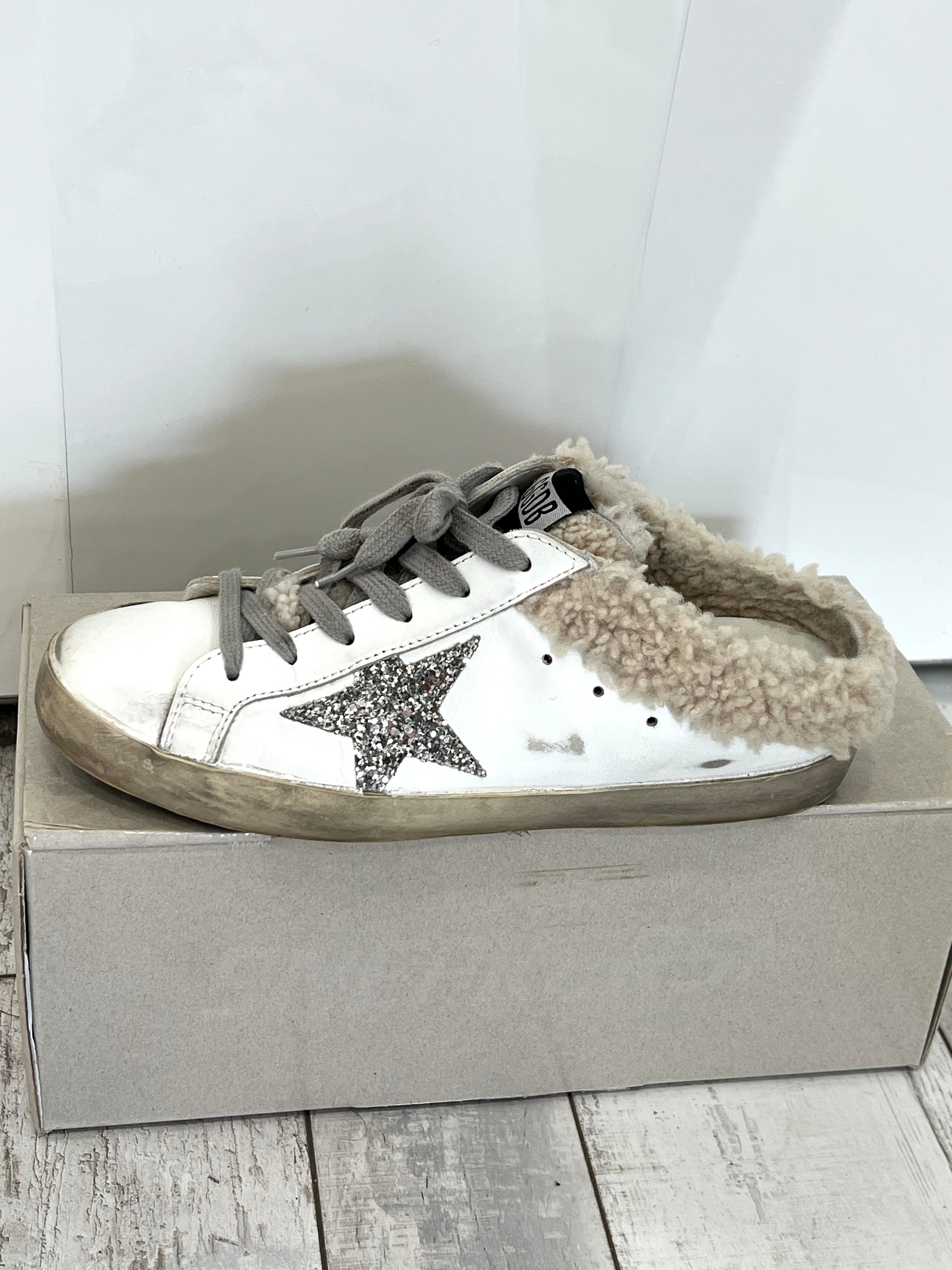 GOLDEN GOOSE SUPER STAR SHEARLING MULE SNEAKERS