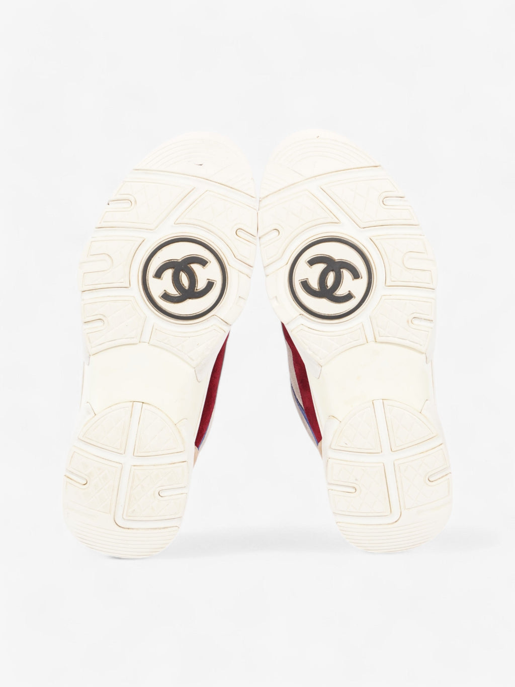 Chanel CC Logo Sneakers Maroon  / Black / Beige Suede EU 41 UK 8.5