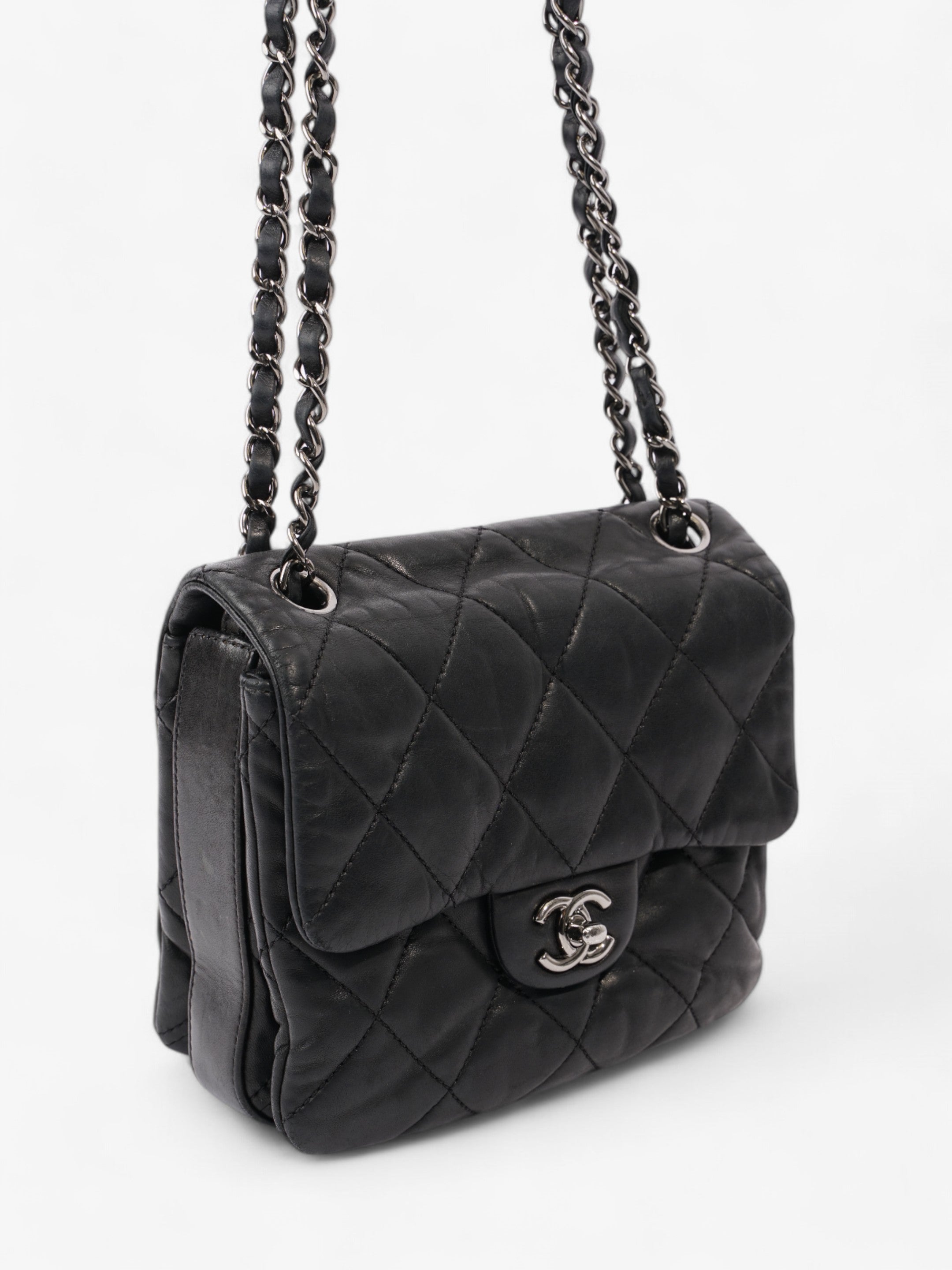 Chanel Classic Square Flap Black Lambskin Leather Mini