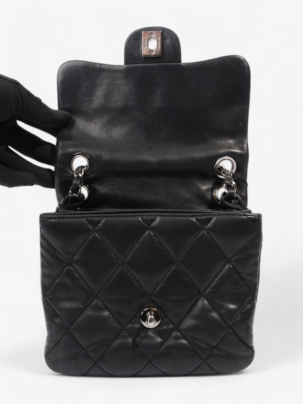 Chanel Classic Square Flap Black Lambskin Leather Mini