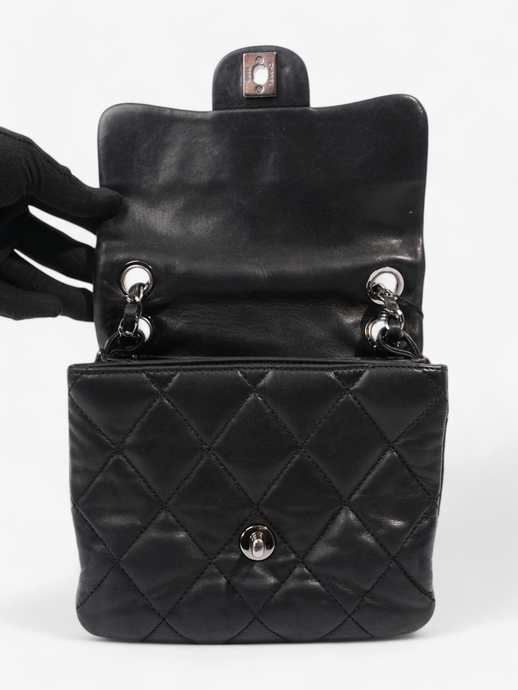 Chanel Classic Square Flap Black Lambskin Leather Mini