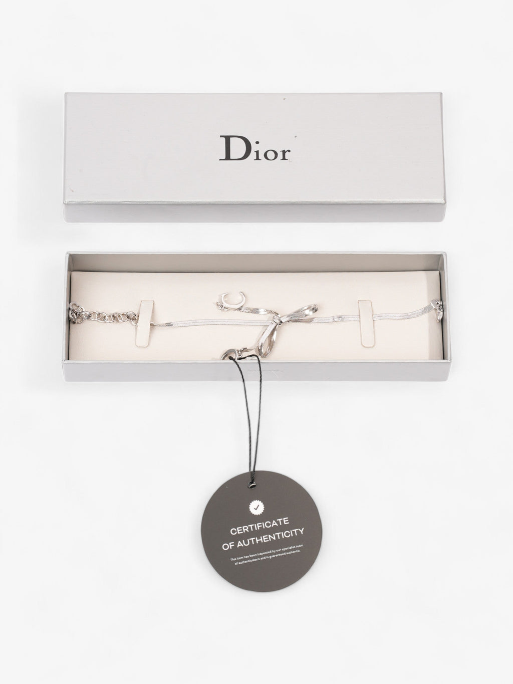 Christian Dior Bow Bracelet Silver Base Metal