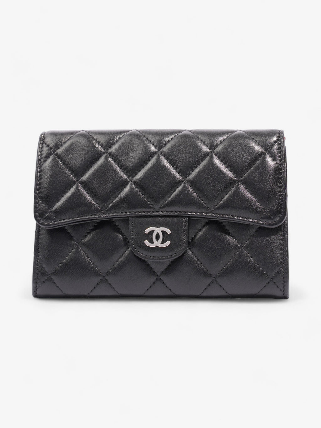 Chanel Classic Flap Wallet Black / Silver Lambskin Leather
