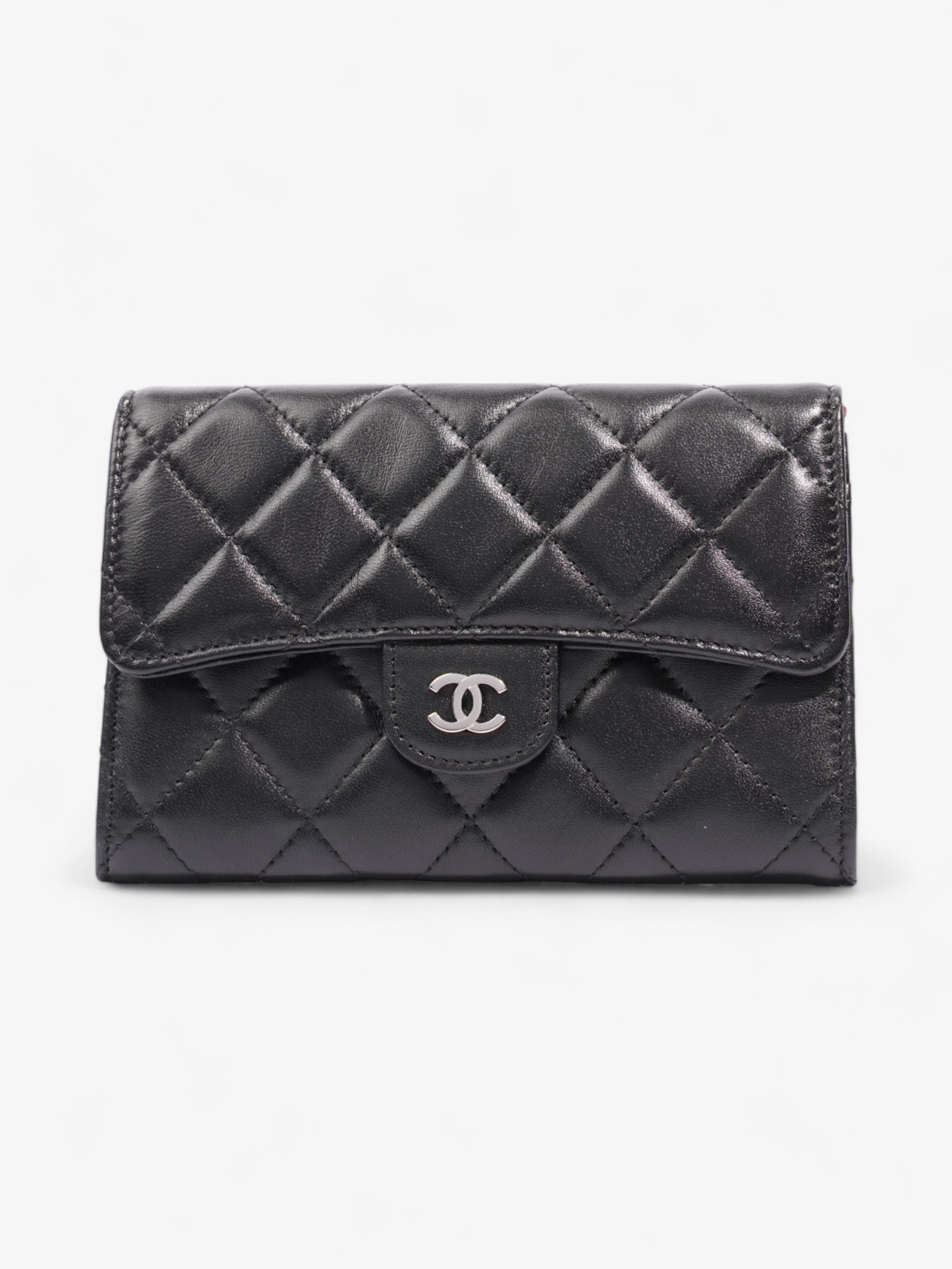 Chanel Classic Flap Wallet Black / Silver Lambskin Leather