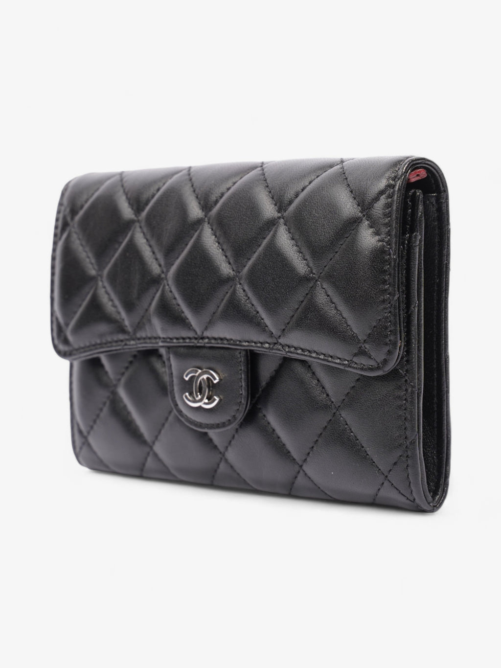Chanel Classic Flap Wallet Black / Silver Lambskin Leather