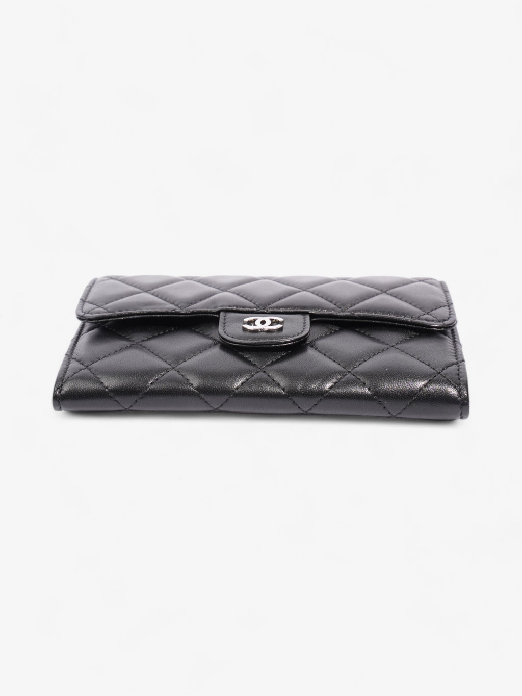 Chanel Classic Flap Wallet Black / Silver Lambskin Leather