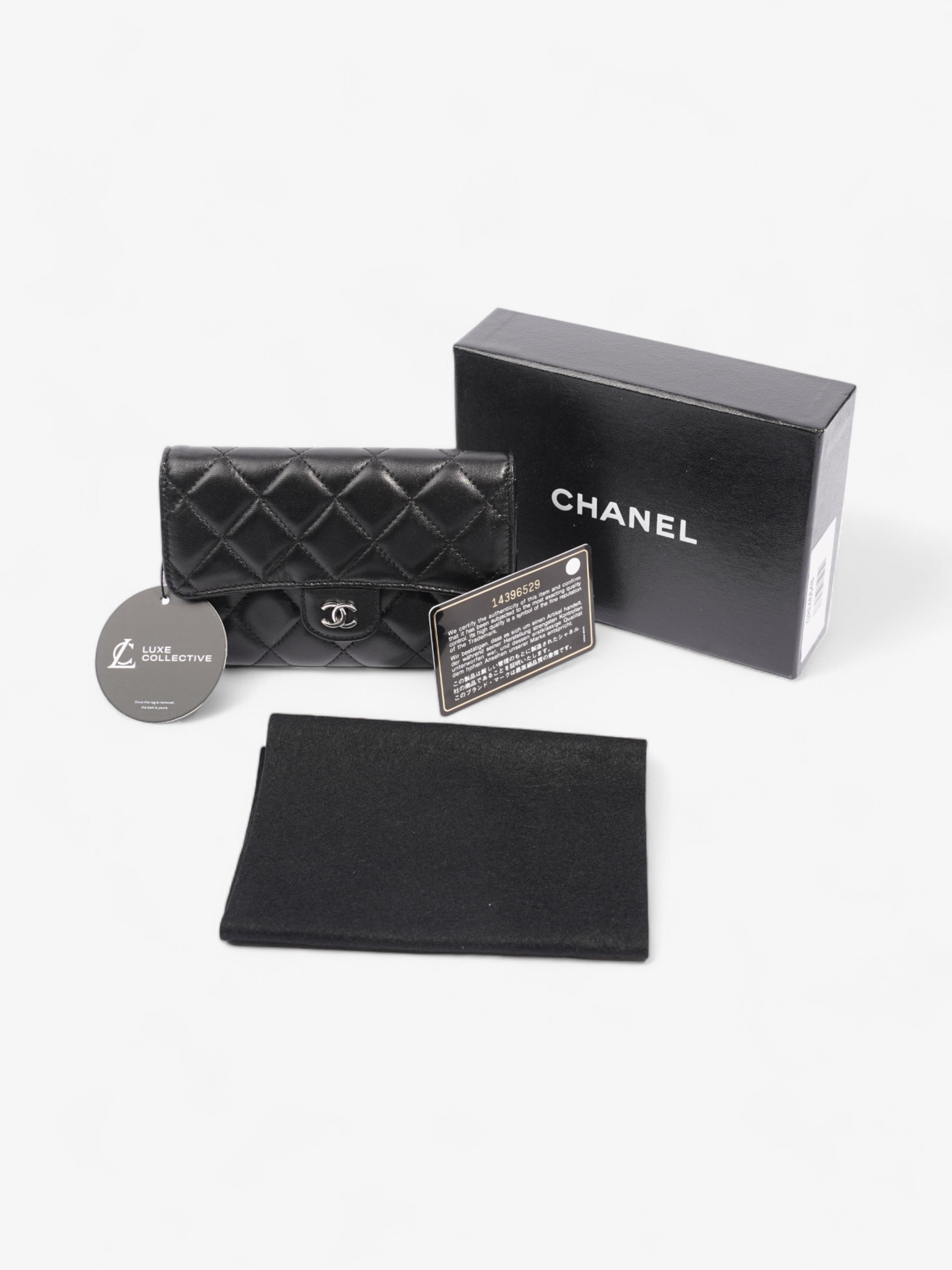 Chanel Classic Flap Wallet Black / Silver Lambskin Leather