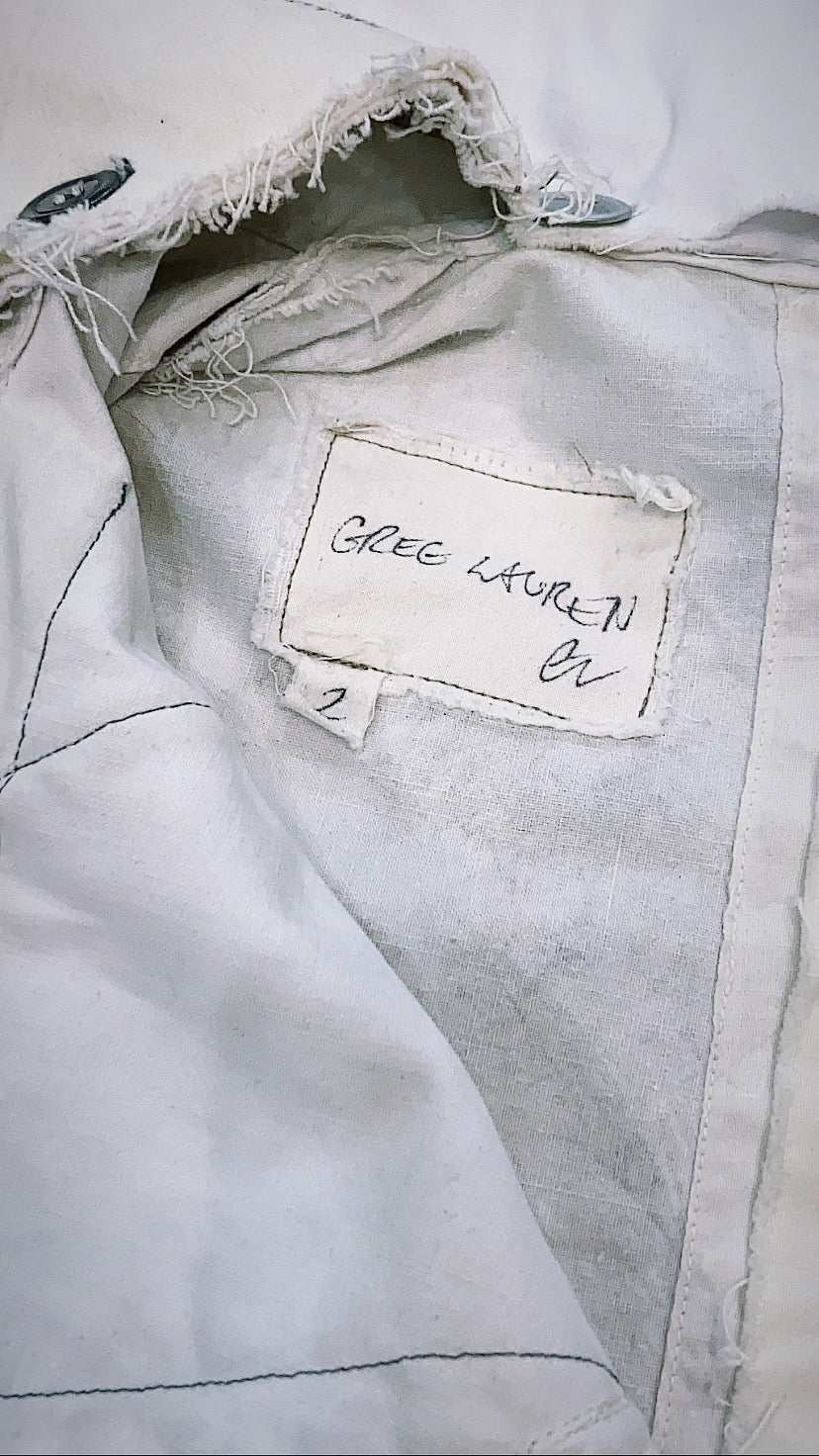 GREG LAUREN DISTRESSED SUEDE PATCHES HOODED JACKET
