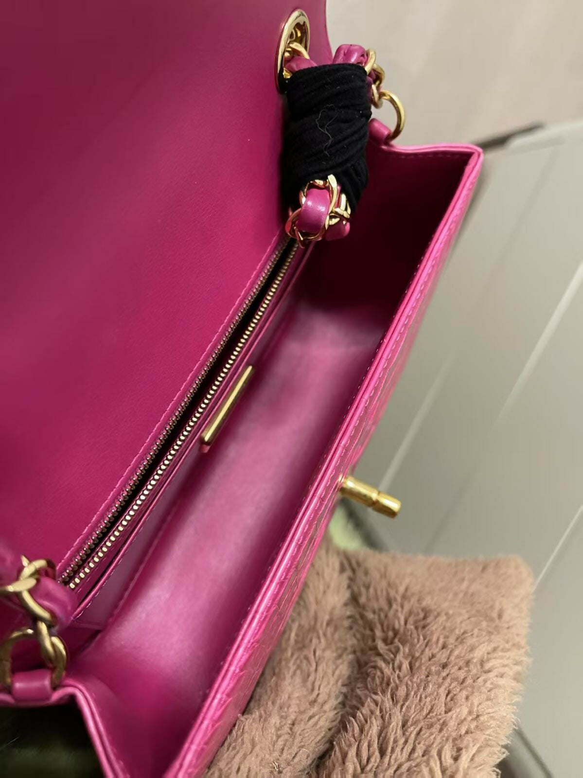 Chanel Pink Mini Crocodile Flap Bag