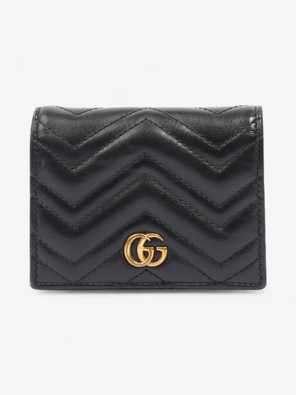 Gucci GG Marmont  Case Wallet Black / Gold Matelasse Leather