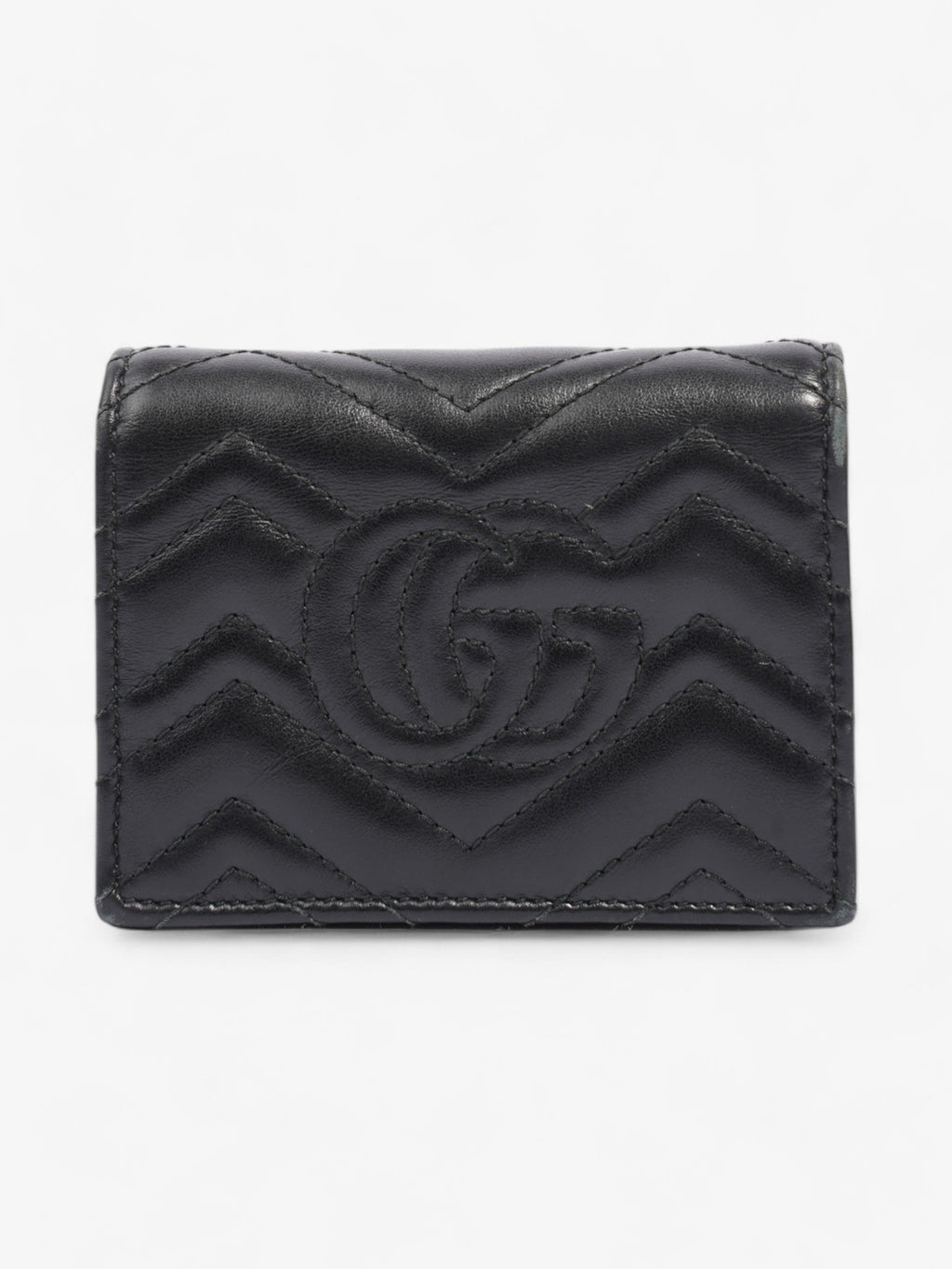 Gucci GG Marmont  Case Wallet Black / Gold Matelasse Leather