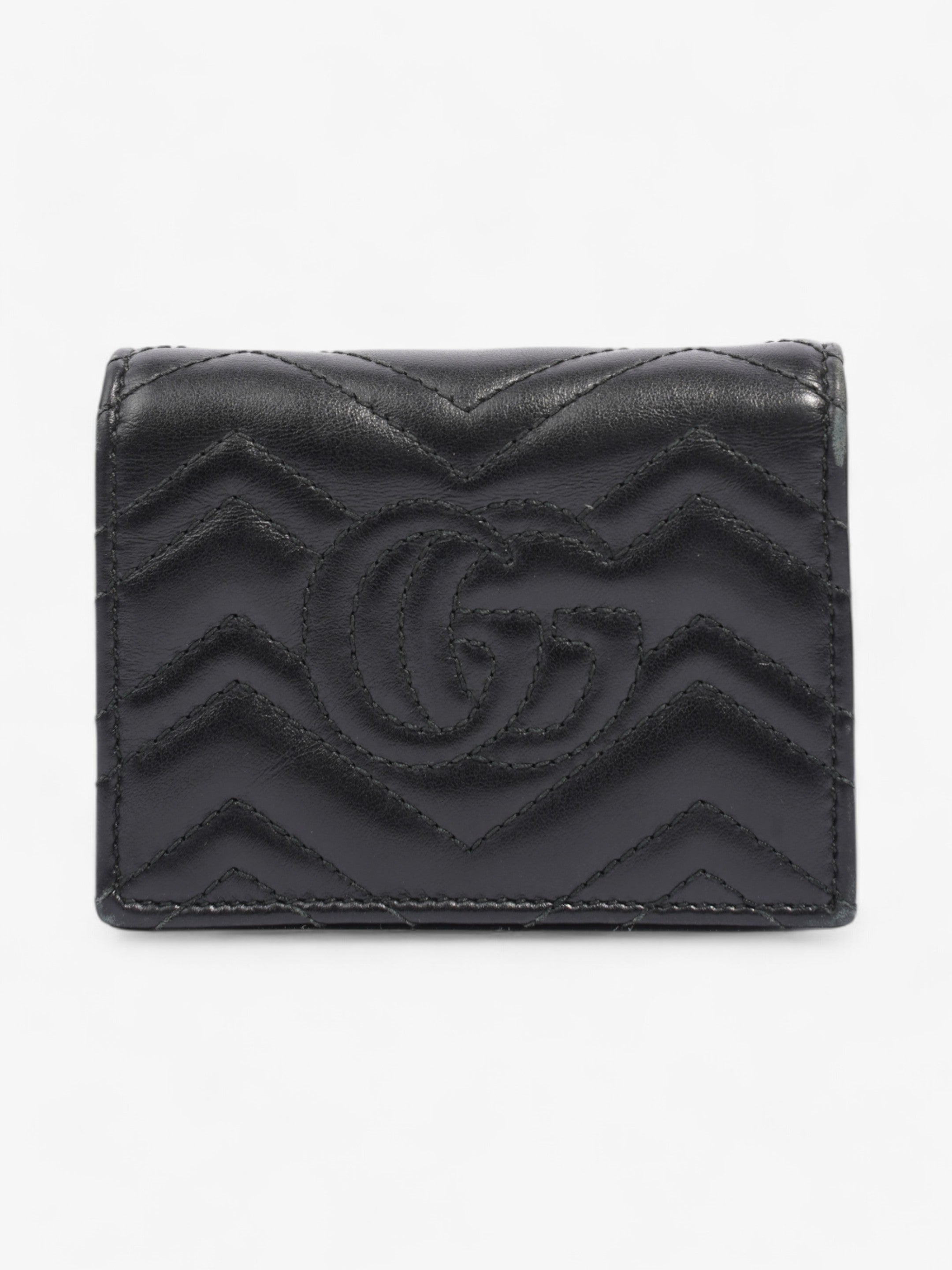 Gucci GG Marmont  Case Wallet Black / Gold Matelasse Leather