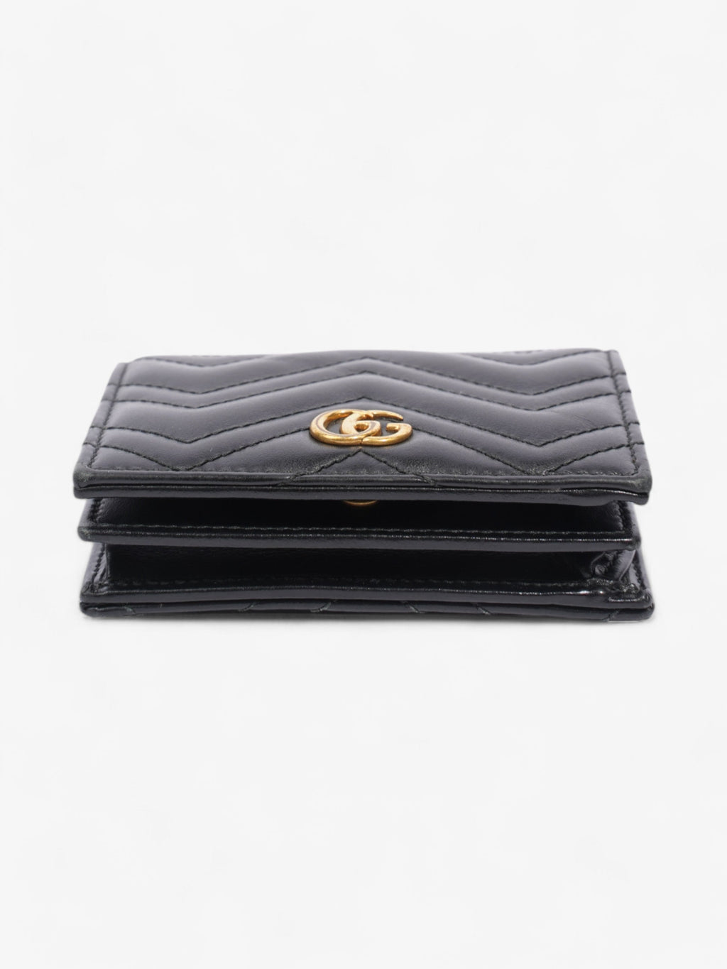 Gucci GG Marmont  Case Wallet Black / Gold Matelasse Leather