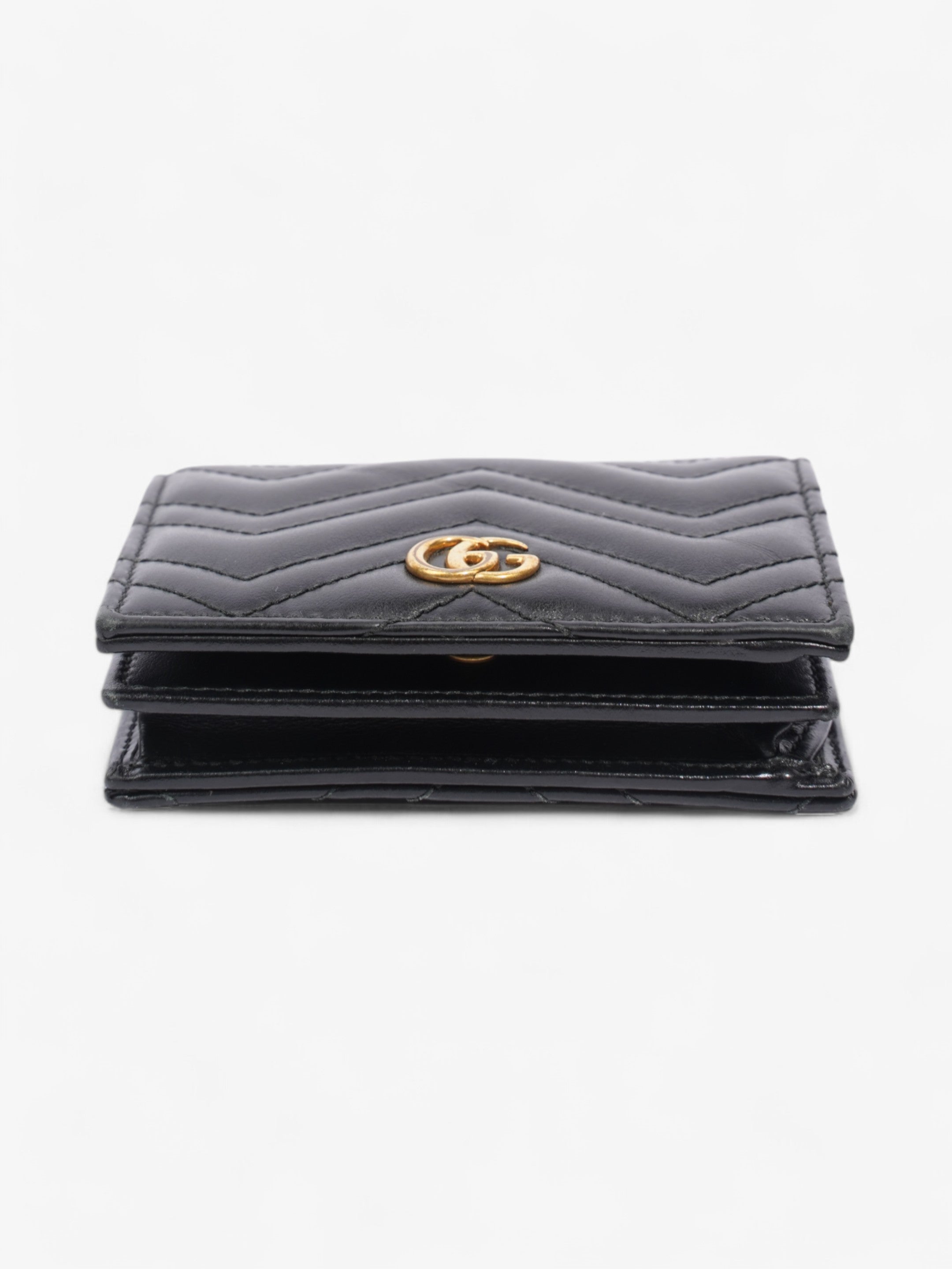 Gucci GG Marmont  Case Wallet Black / Gold Matelasse Leather
