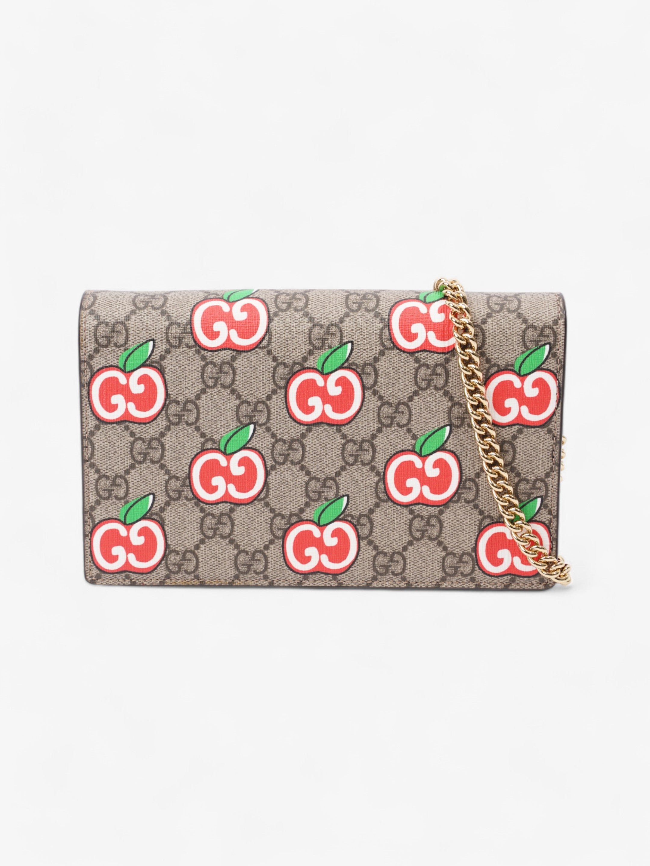 Gucci Monogram Apple Chain Wallet GG Supreme / Red / Green Canvas