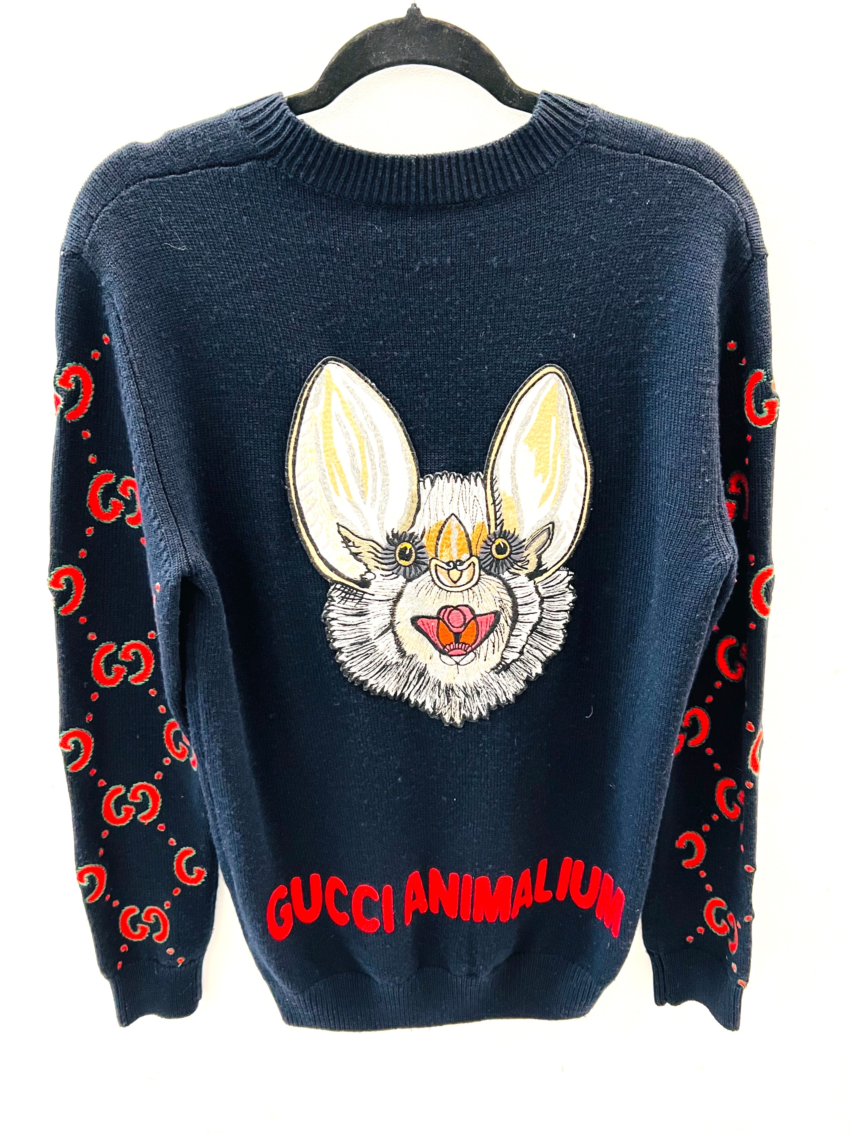 GUCCI ANIMALIUM EMBROIDERY BAT SWEATER