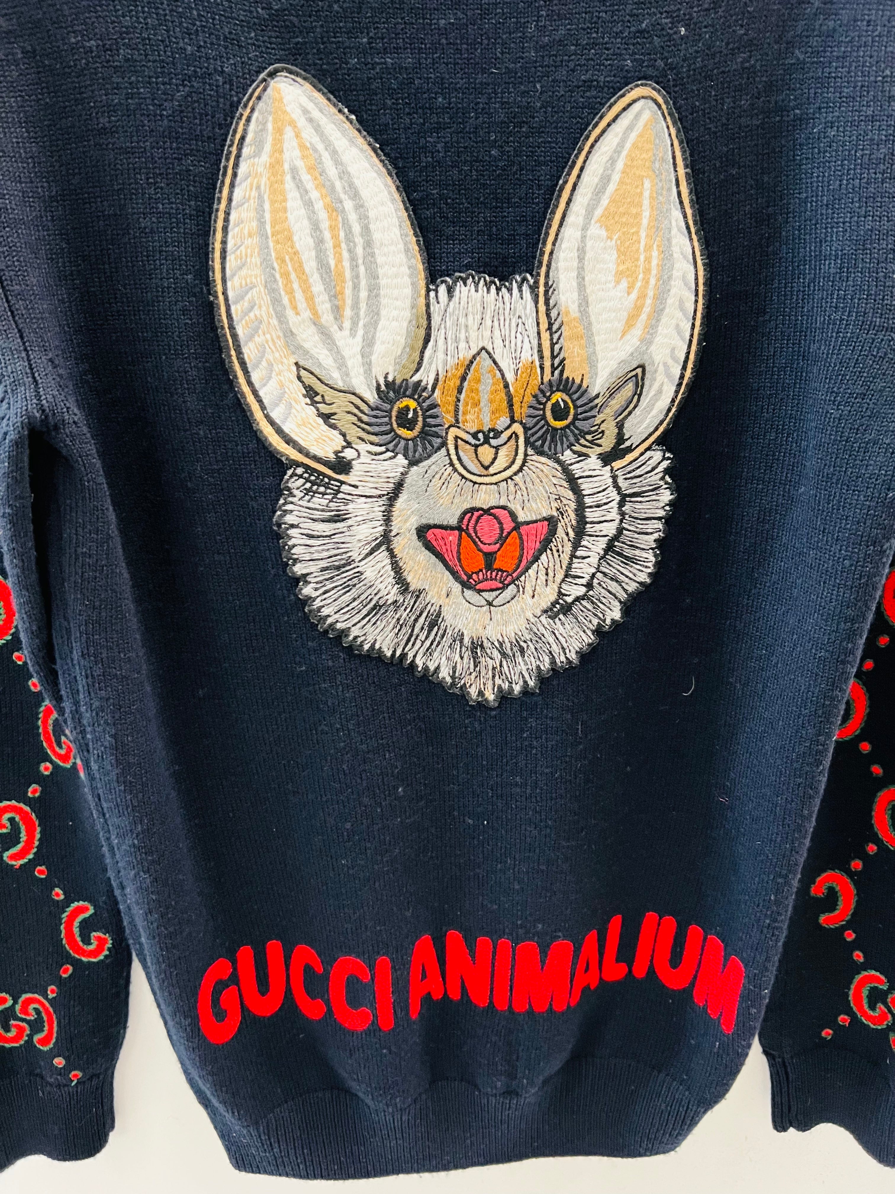 GUCCI ANIMALIUM EMBROIDERY BAT SWEATER