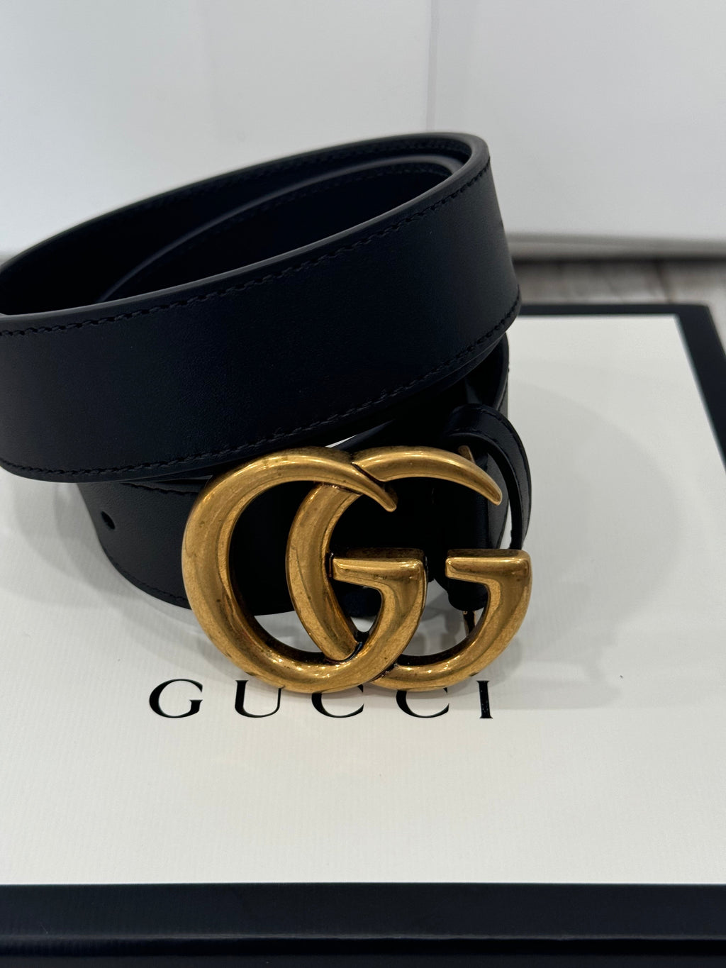 GUCCI GG MARMONT CALFSKIN LEATHER BELT