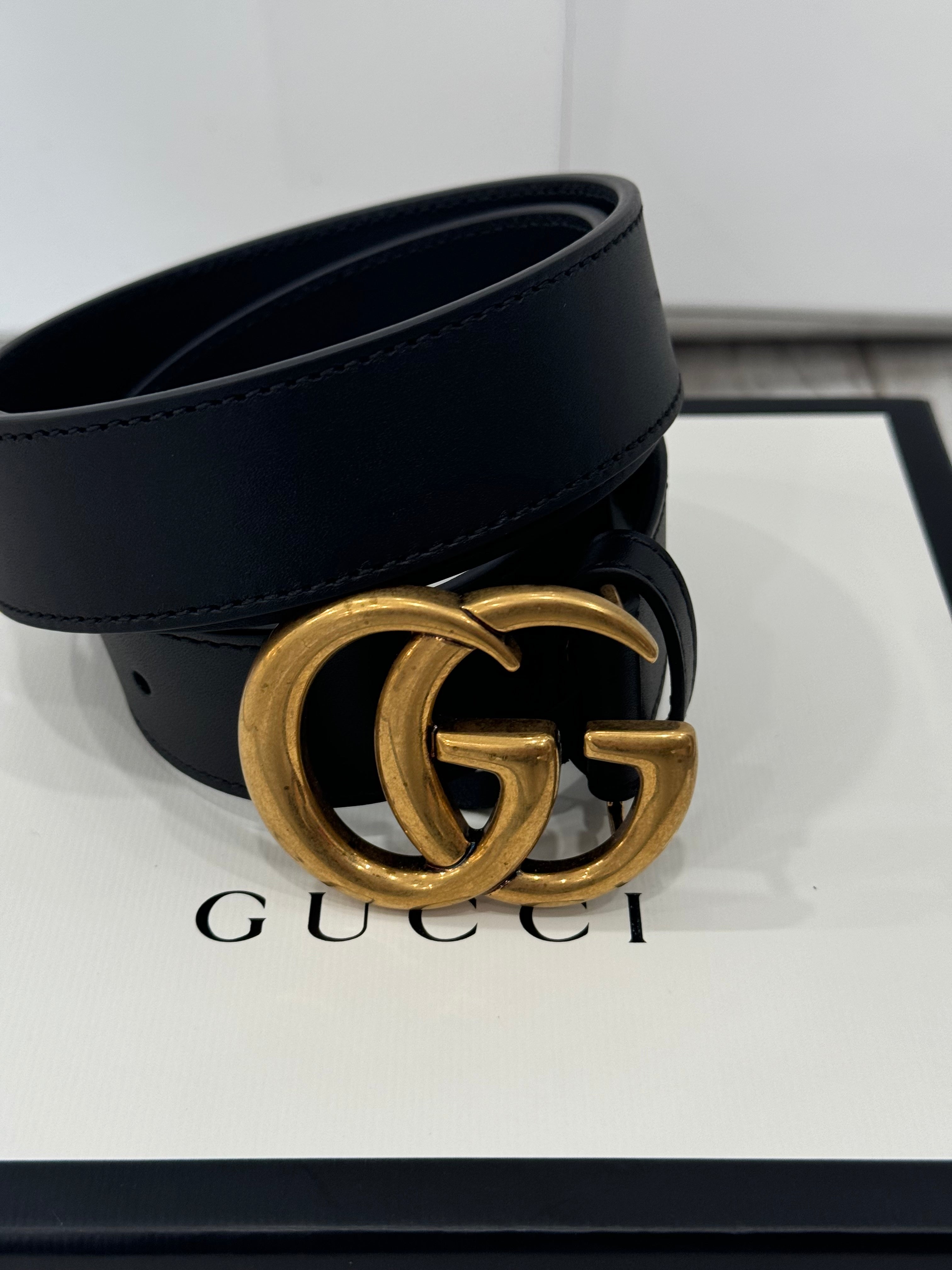 GUCCI GG MARMONT CALFSKIN LEATHER BELT