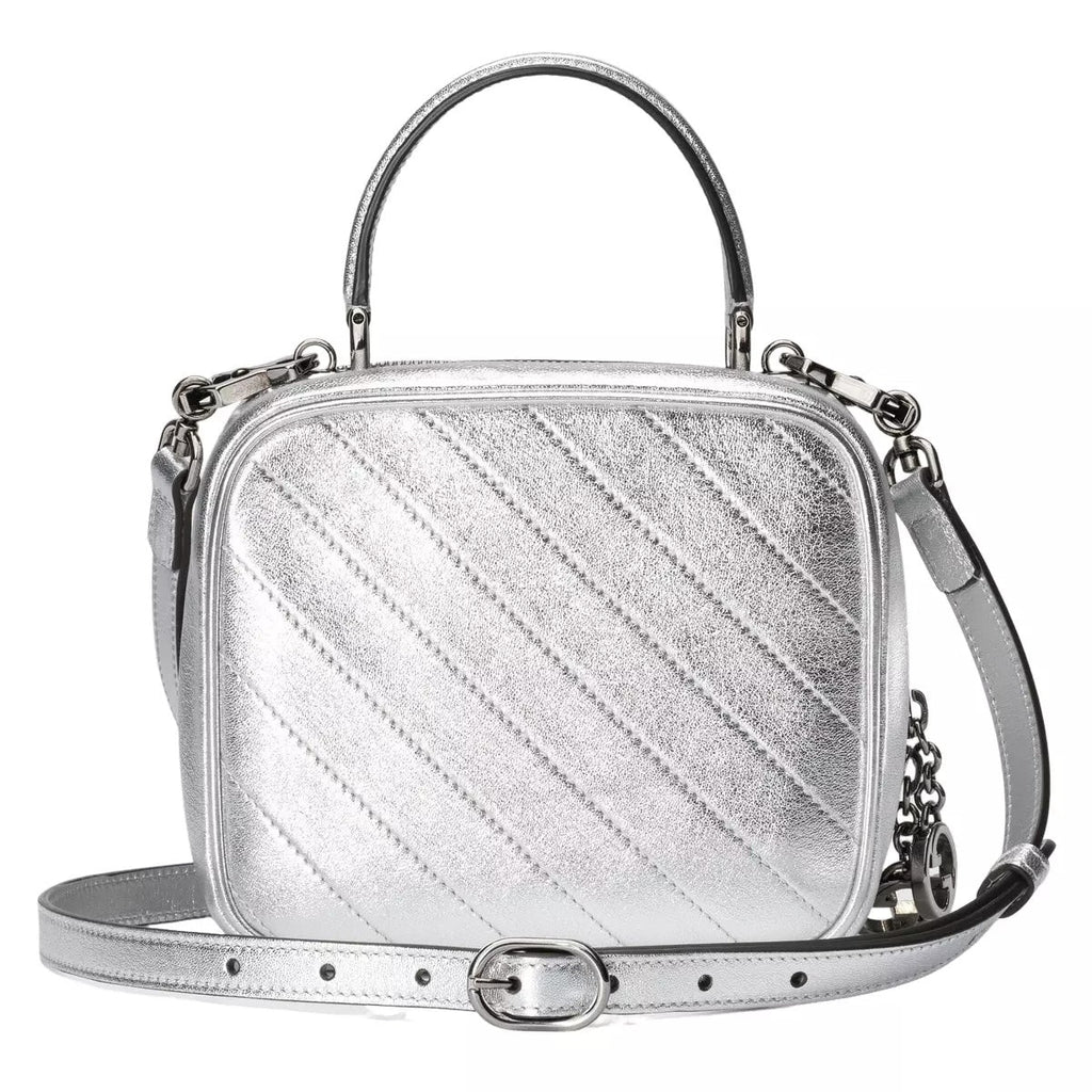 GUCCI BLONDIE METALLIC CALFSKIN LEATHER TOP HANDLE BAG