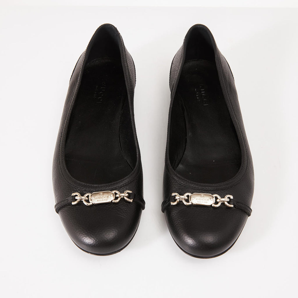 GUCCI CALFSKIN LEATHER CALLARIUS BALLET FLATS