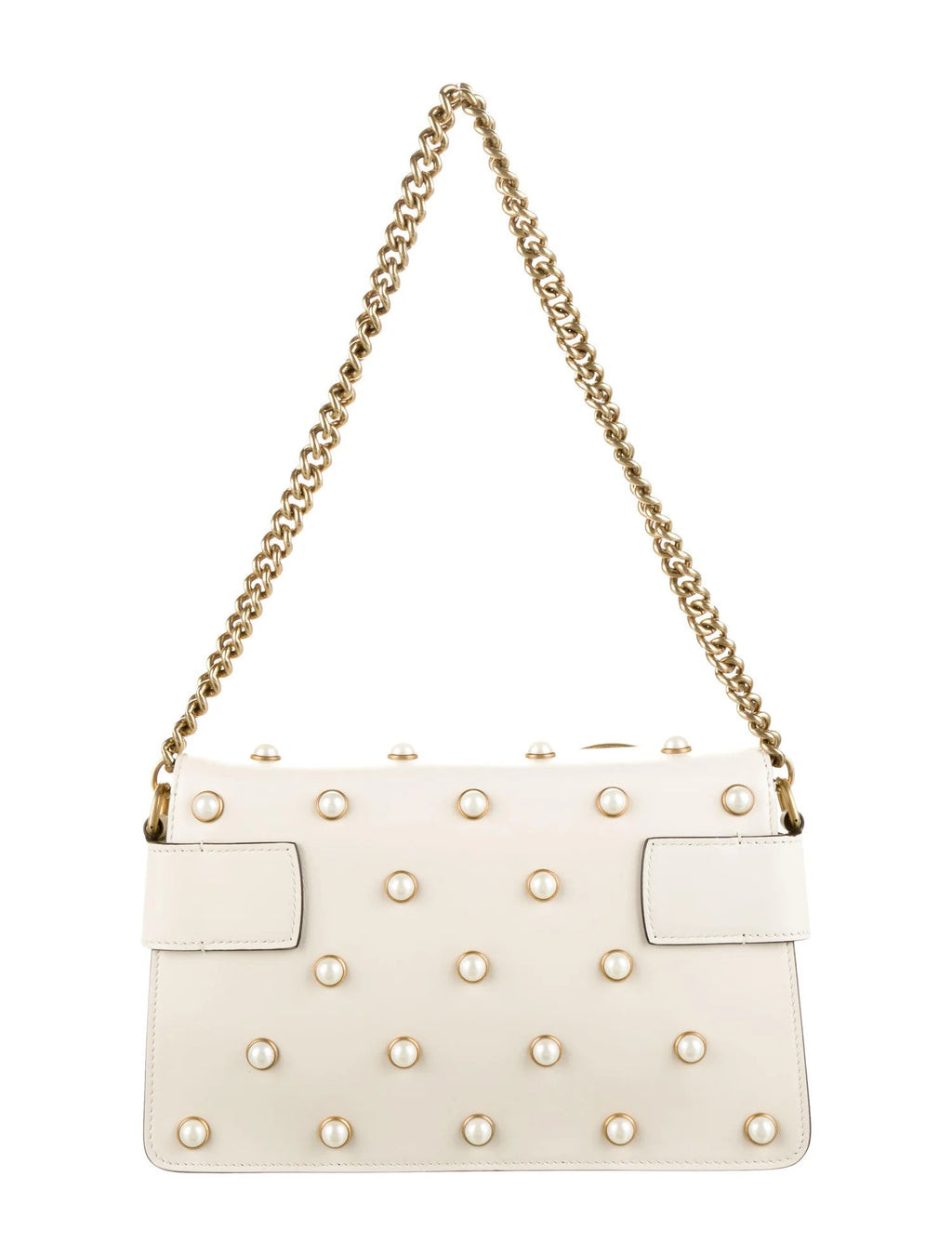 GUCCI NAPPA LEATHER STUDDED QUEEN MARGARET MINI BROADWAY BEE BAG/CLUTCH