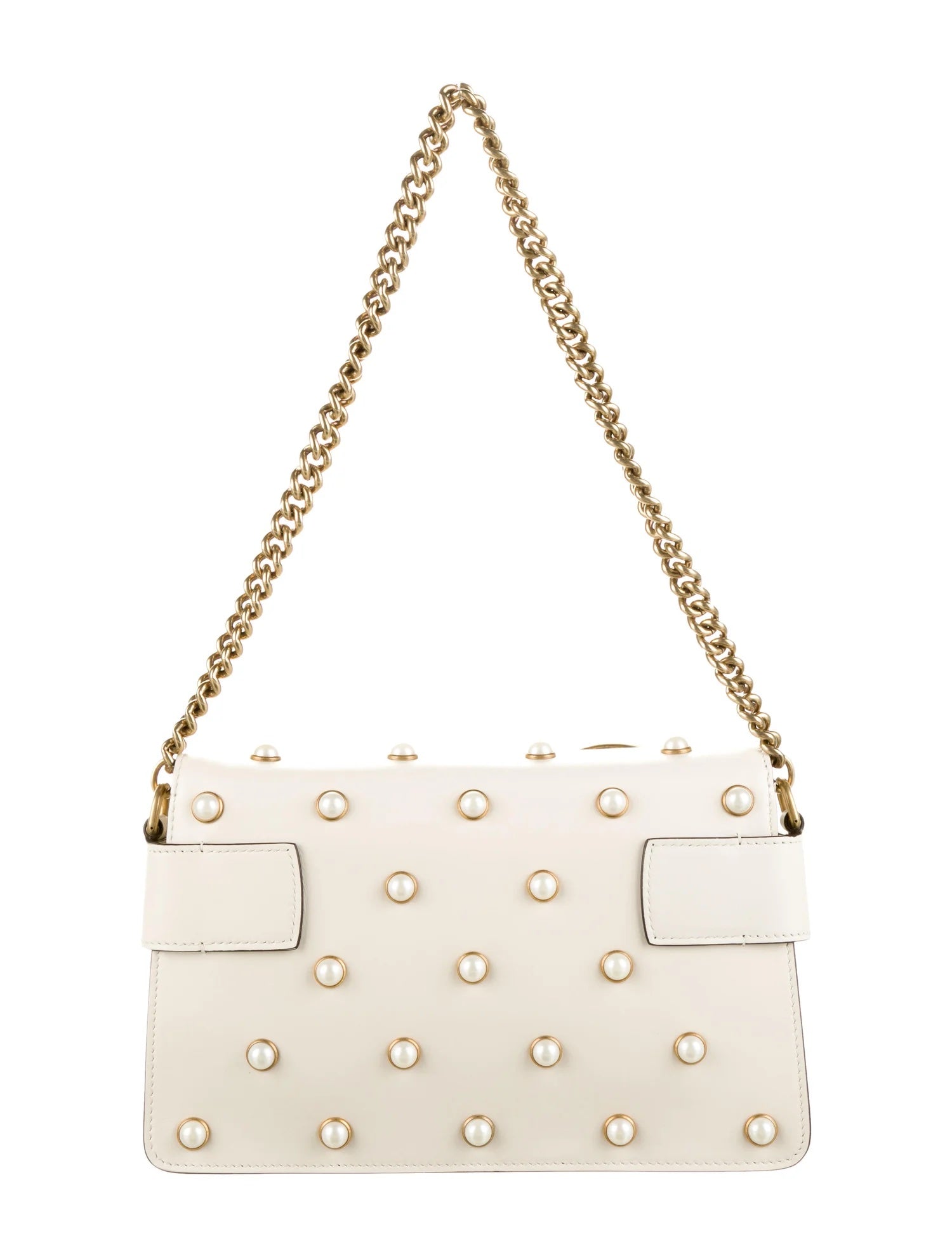 GUCCI NAPPA LEATHER STUDDED QUEEN MARGARET MINI BROADWAY BEE BAG/CLUTCH