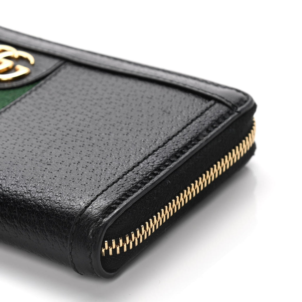 GUCCI CALFSKIN LEATHER OPHIDIA WEB ZIP AROUND WALLET