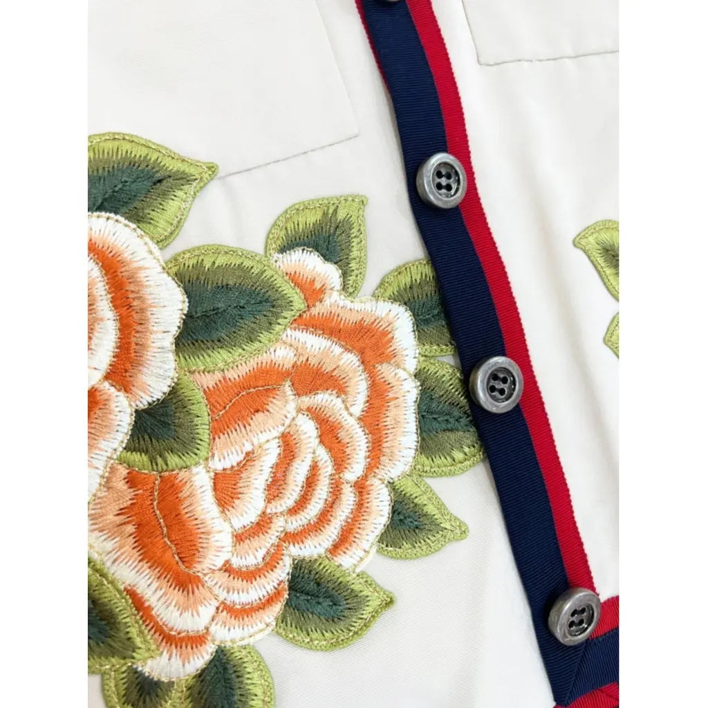 GUCCI FLORAL EMBROIDERED BLAZER AND SKIRT