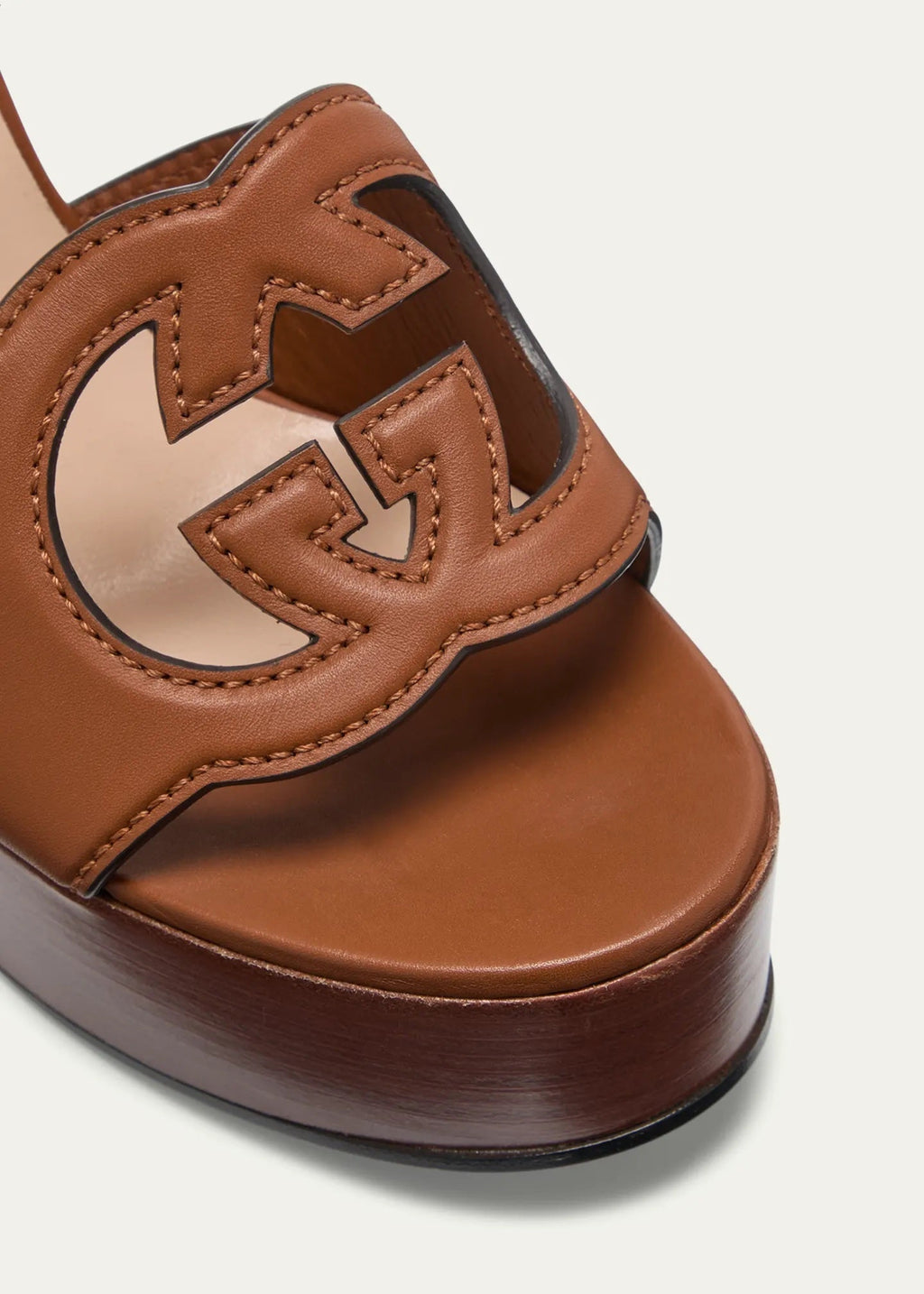 GUCCI GG CUTOUT ANKLE STRAP PLATFORM SANDALS