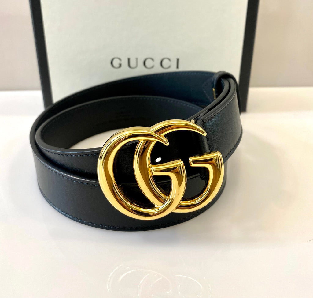 GUCCI GG MARMONT DOUBLE G CALFSKIN LEATHER BELT