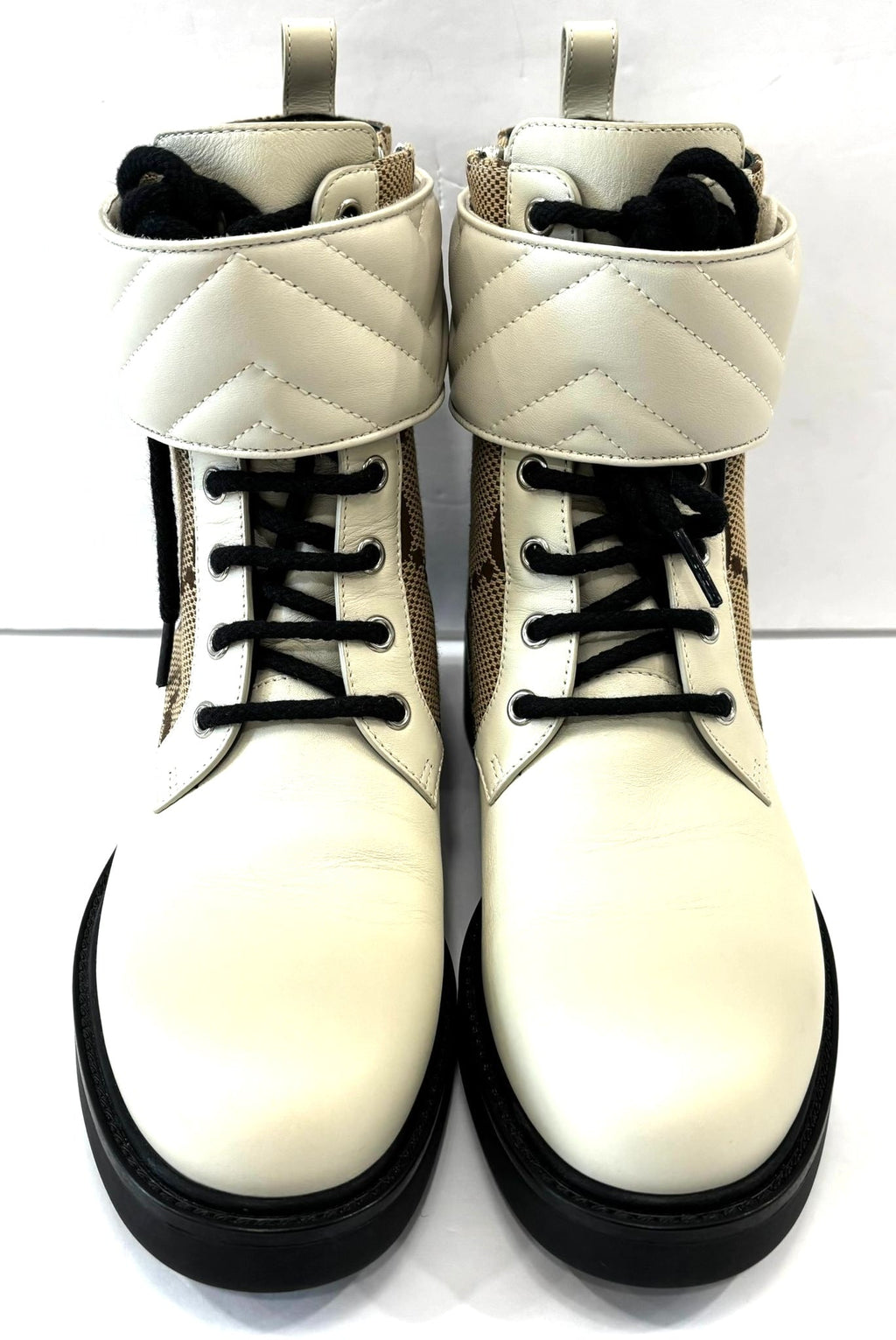 GUCCI FLORES CALFSKIN GG MARMONT LOGO ANKLE BOOTS