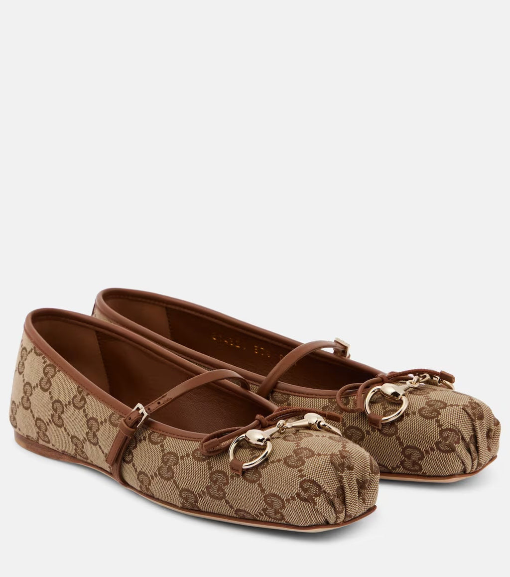 GUCCI GG MONOGRAM HORSEBIT BALLET FLATS