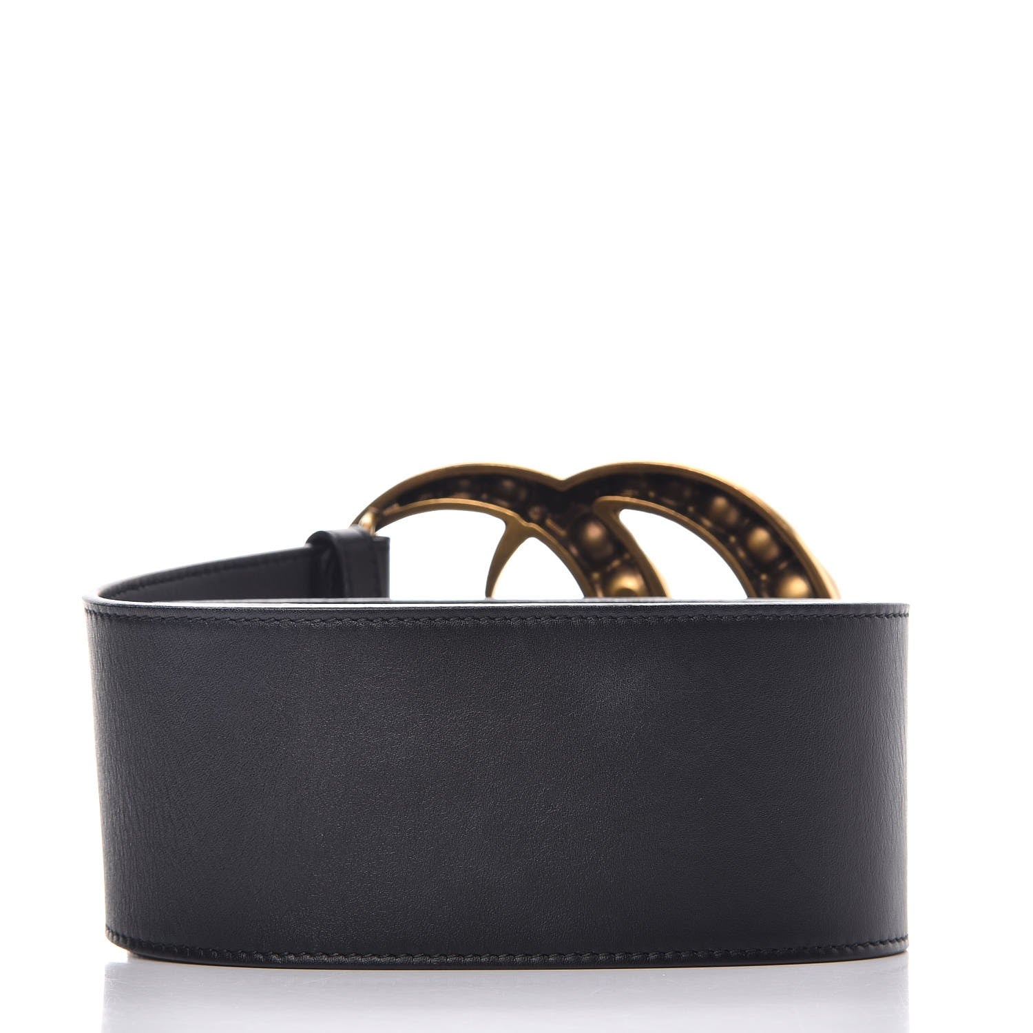 GUCCI JUMBO GG MOON PEARL CALFSKIN LEATHER BELT