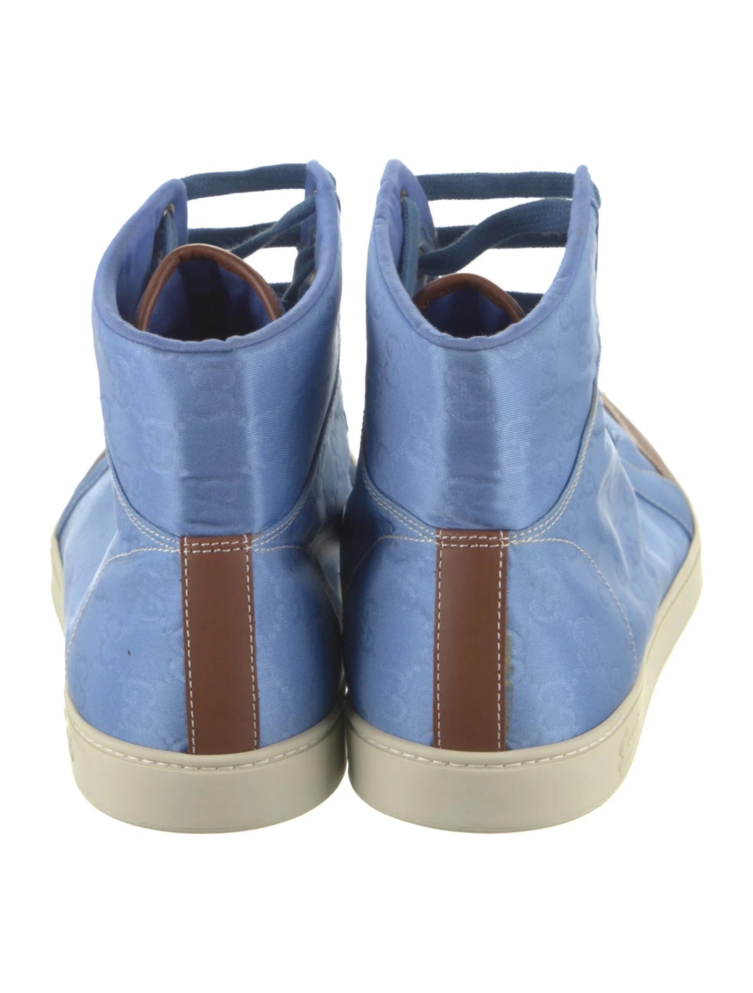 GUCCI GG NYLON LEATHER HIGH-TOP SNEAKERS