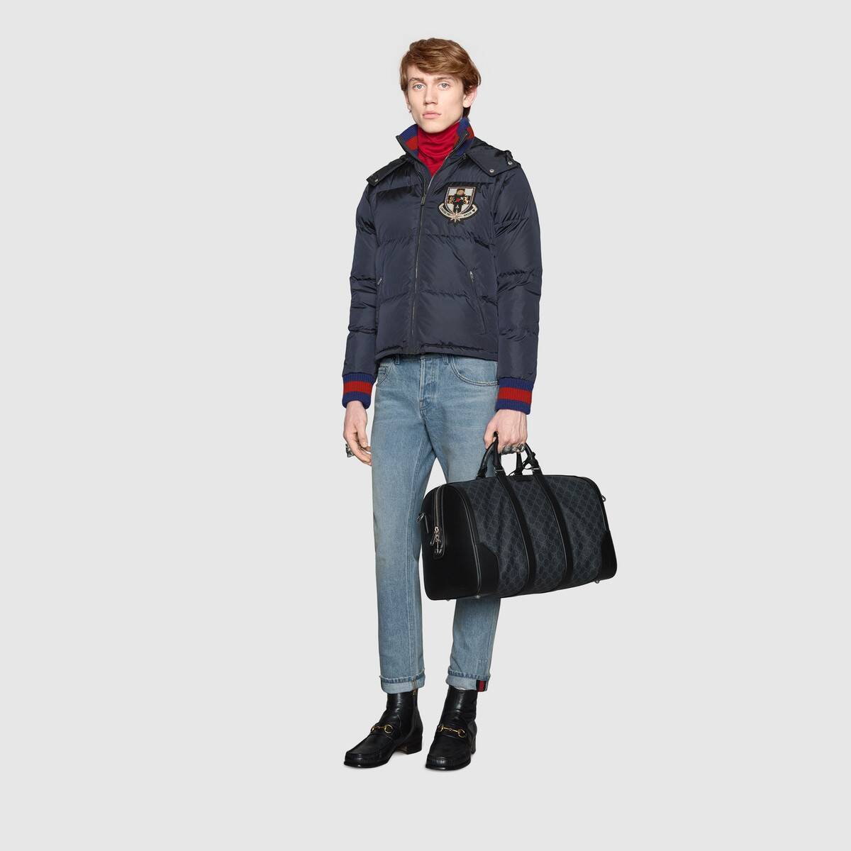GUCCI GG LOGO COATED CAVAS DUFFLE BAG
