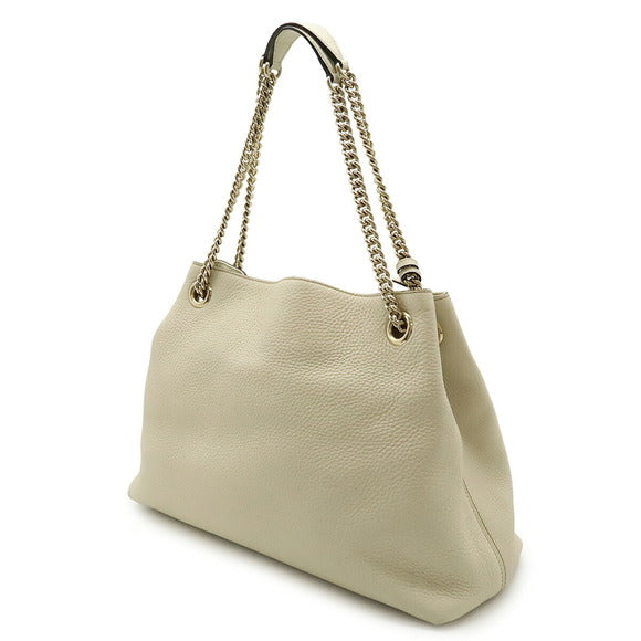 GUCCI SOHO PEBBLED CALFSKIN LEATHER CHAIN MEDIUM HOBO BAG