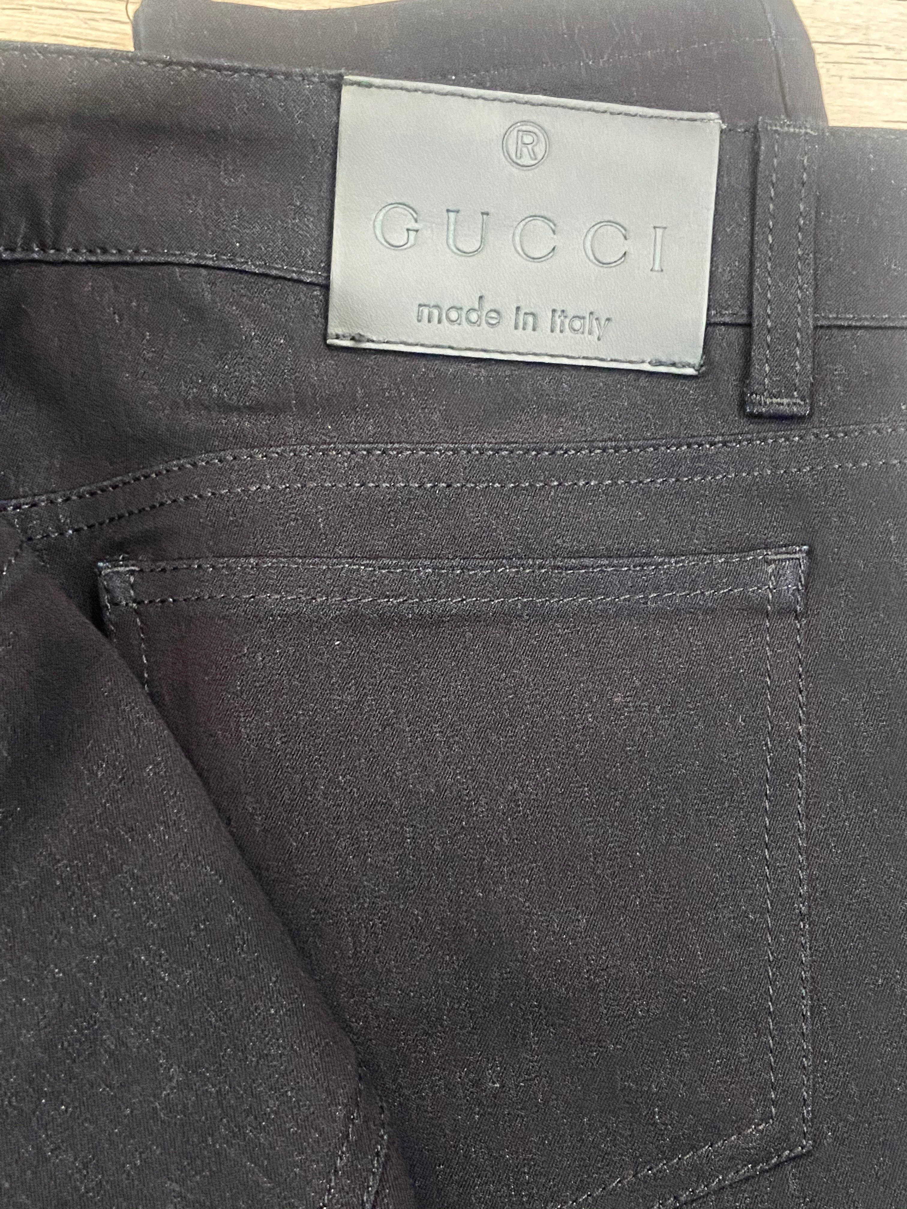 GUCCI LEATHER EMBELLISHED SKINNY JEANS
