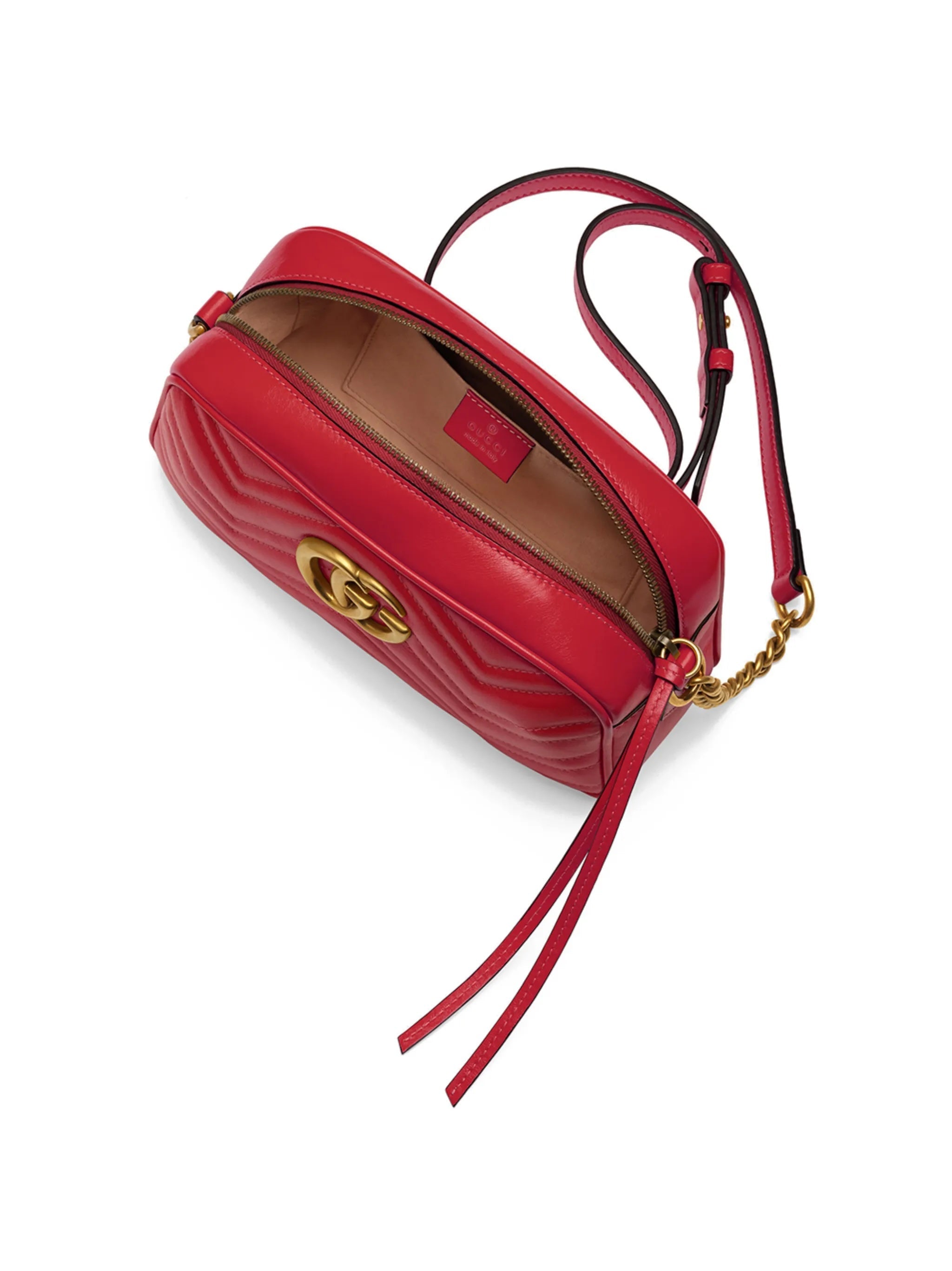 GUCCI GG MARMONT SMALL MATELASSÉ CALFSKIN LEATHER CAMERA BAG