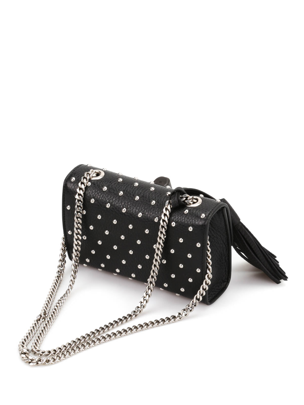 GUCCI MISS BAMBOO STUDDED LEATHER SHOULDER BAG