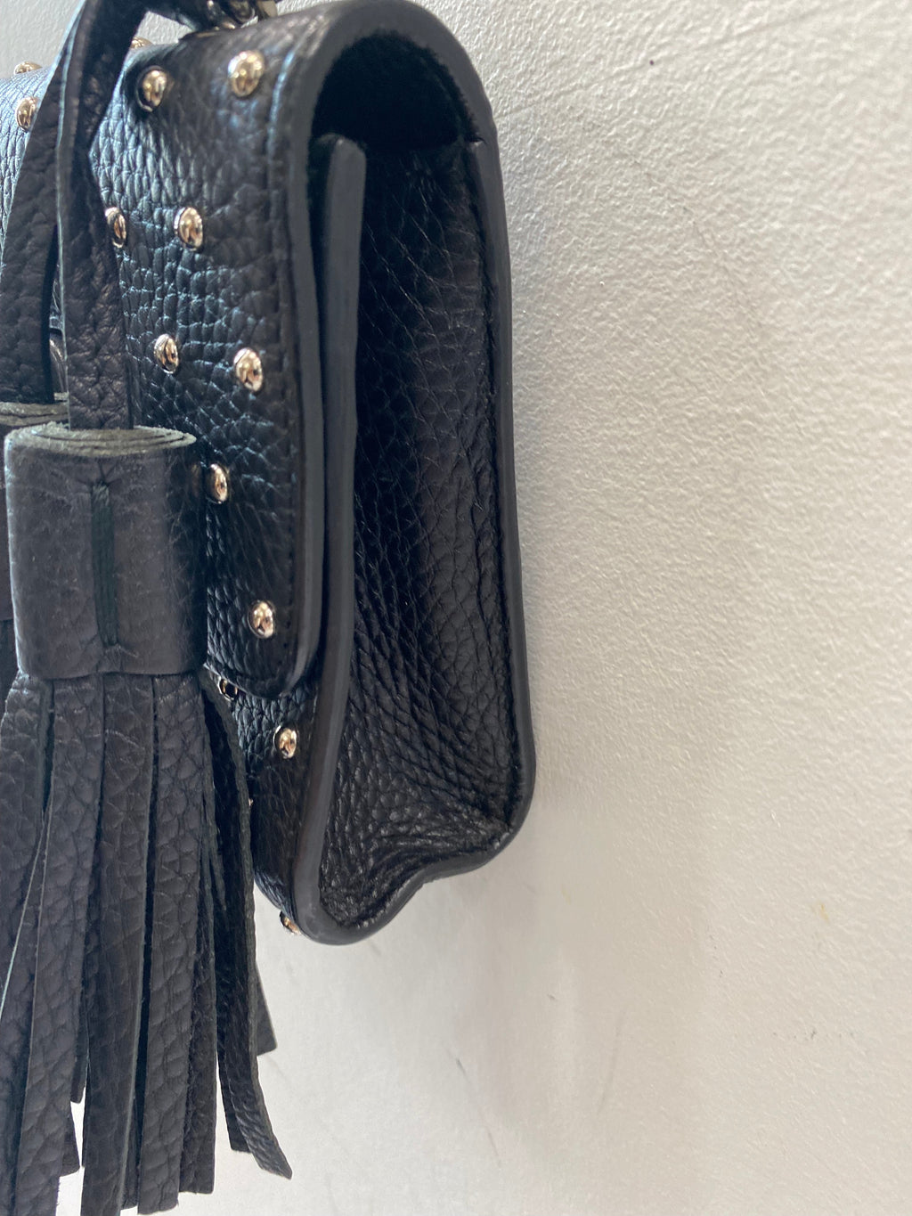 GUCCI MISS BAMBOO STUDDED LEATHER SHOULDER BAG