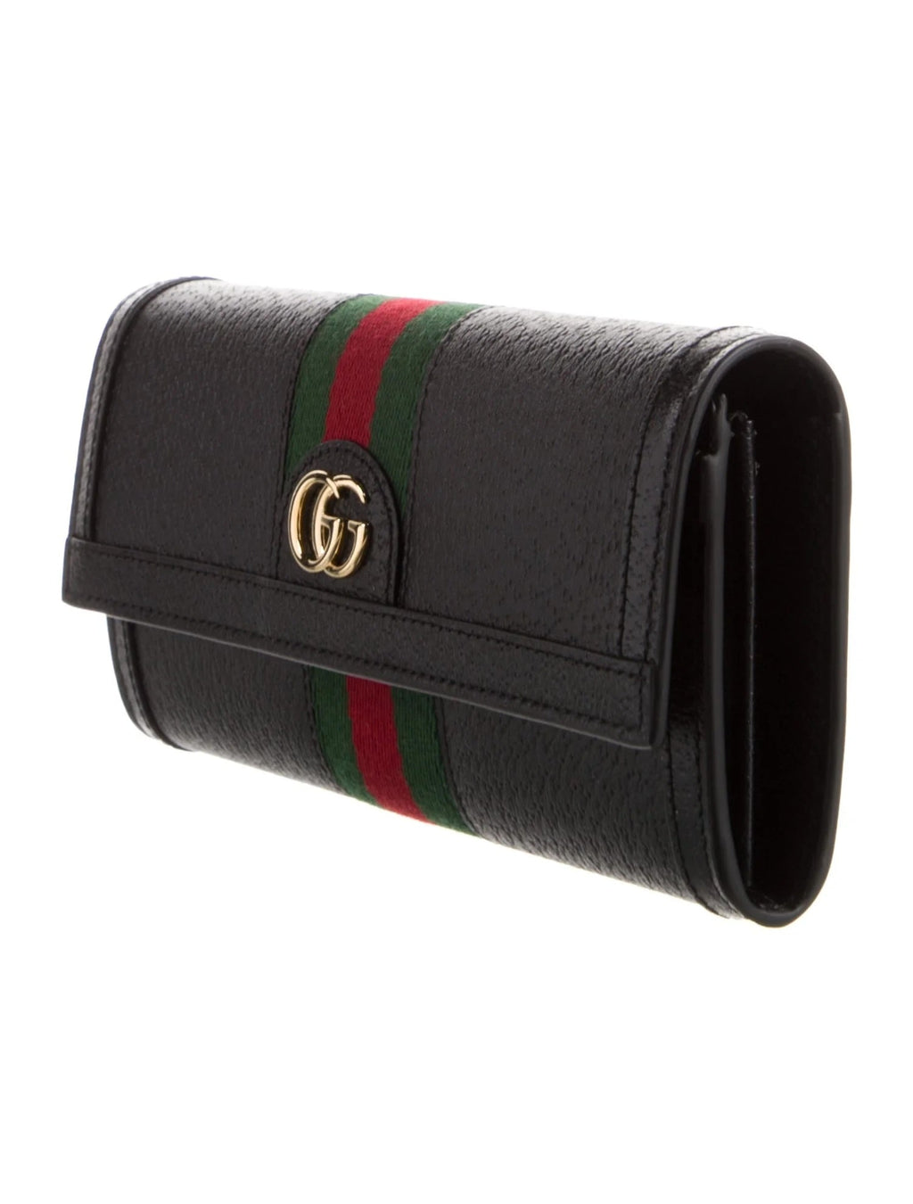 GUCCI PEBBLED CALFSKIN OPHIDIA WEB CONTINENTAL WALLET