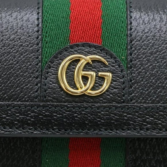 GUCCI PEBBLED CALFSKIN OPHIDIA WEB CONTINENTAL WALLET