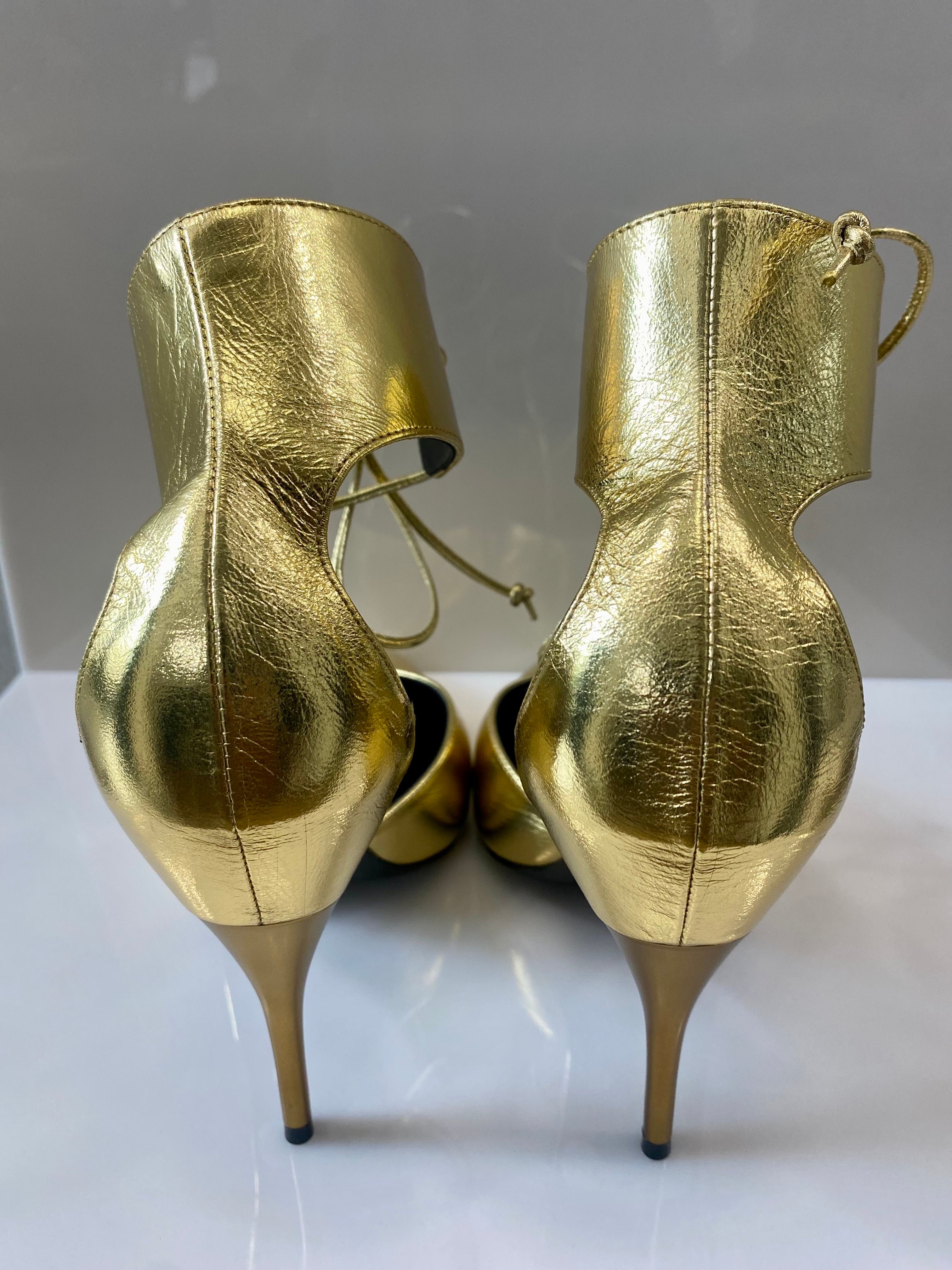 GUCCI PRISCILLA 105 METALLIC LEATHER PUMPS