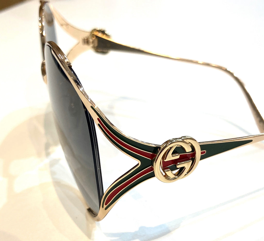 GUCCI ROUND 63MM GOLD FRAME GRADIENT SUNGLASSES 0225S