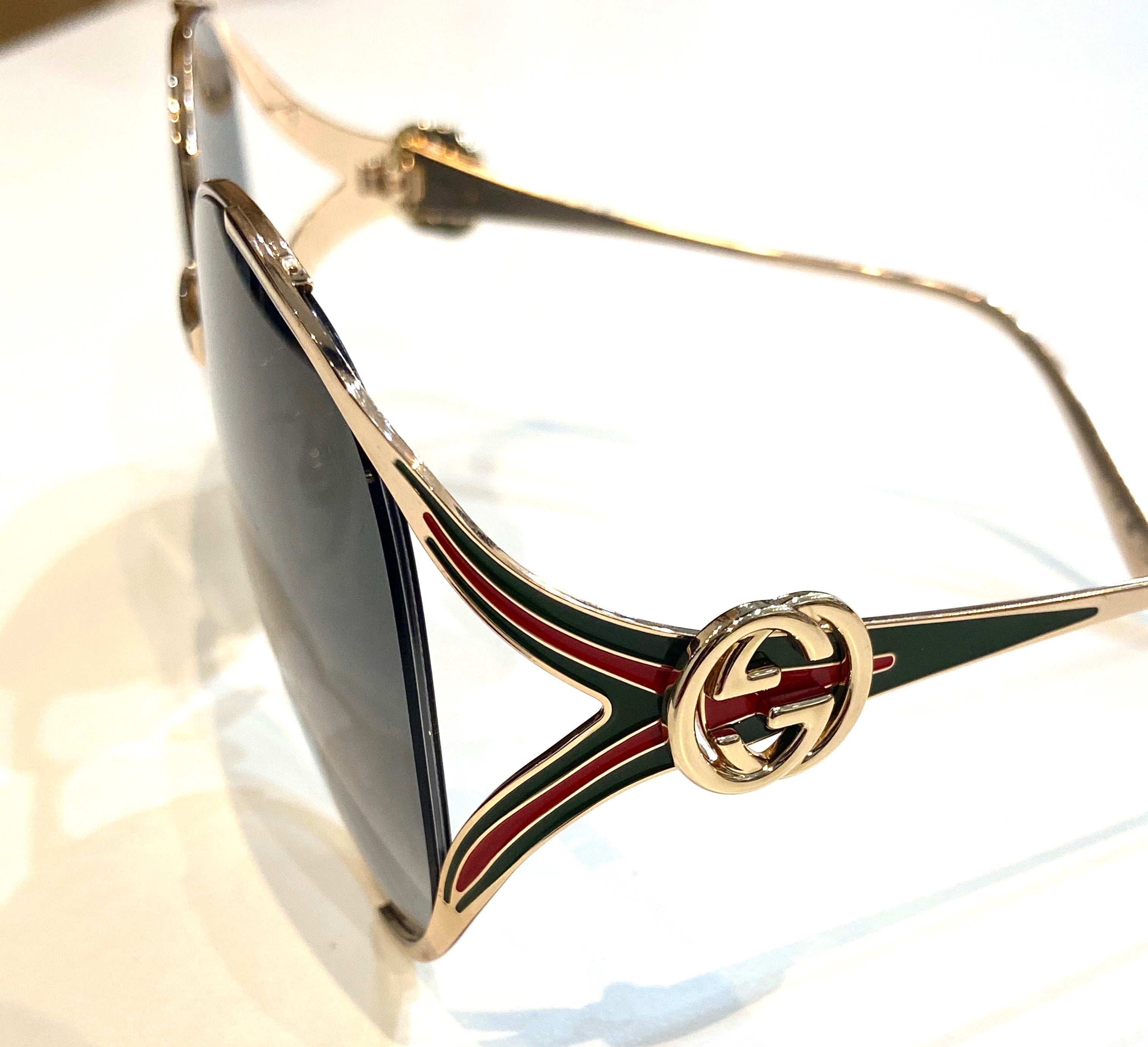 GUCCI ROUND 63MM GOLD FRAME GRADIENT SUNGLASSES 0225S