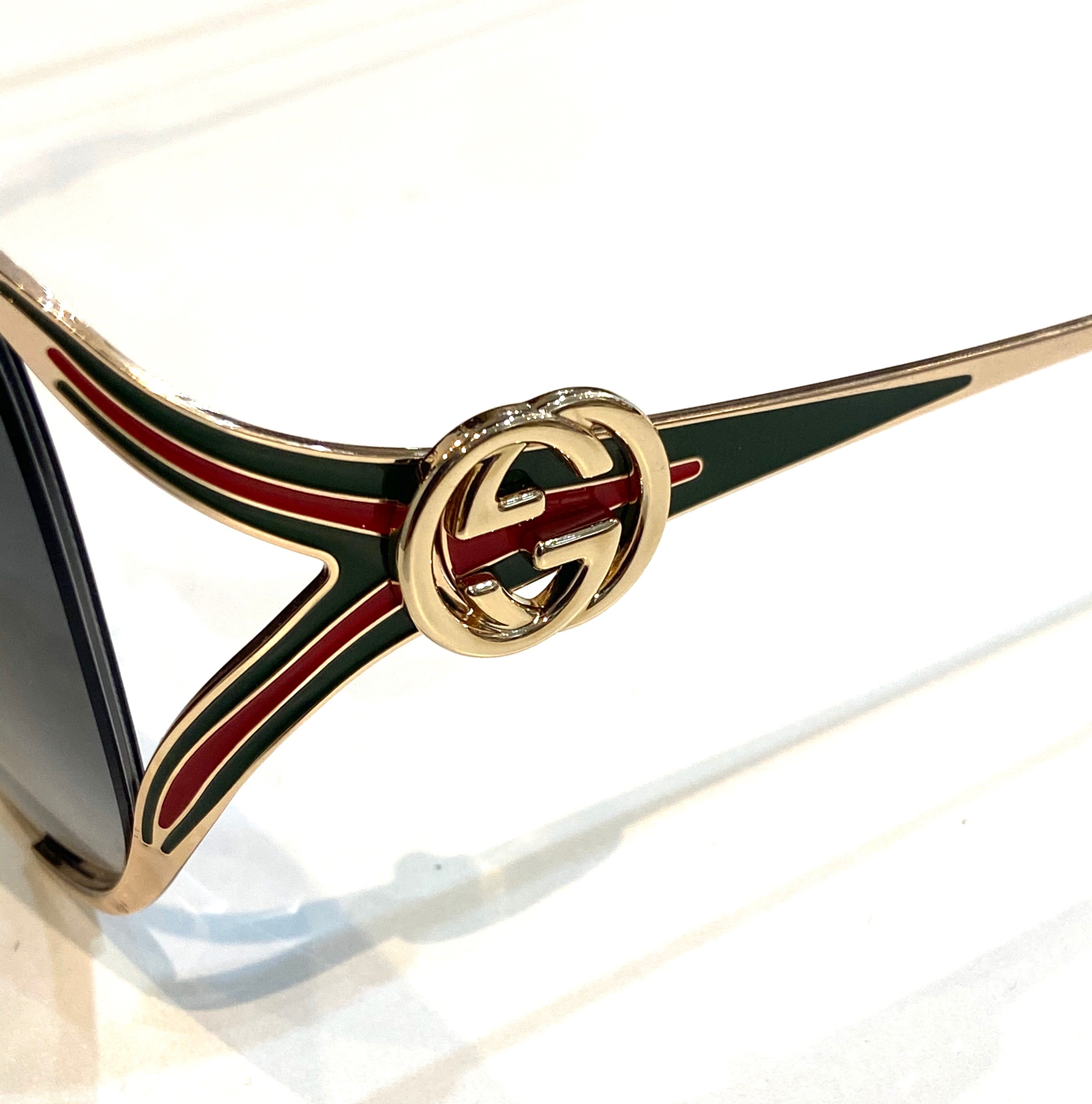GUCCI ROUND 63MM GOLD FRAME GRADIENT SUNGLASSES 0225S