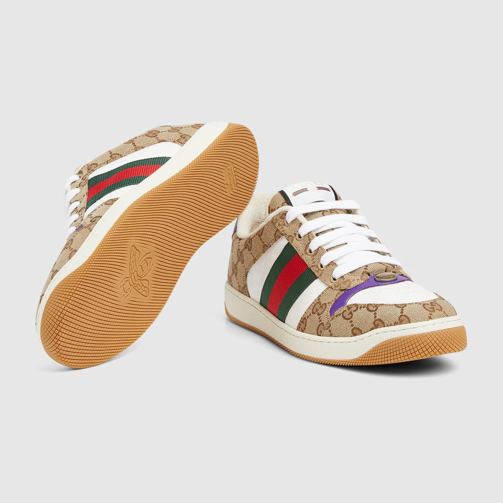 GUCCI SCREENER GG CANVAS & LEATHER MEN'S SNEAKERS